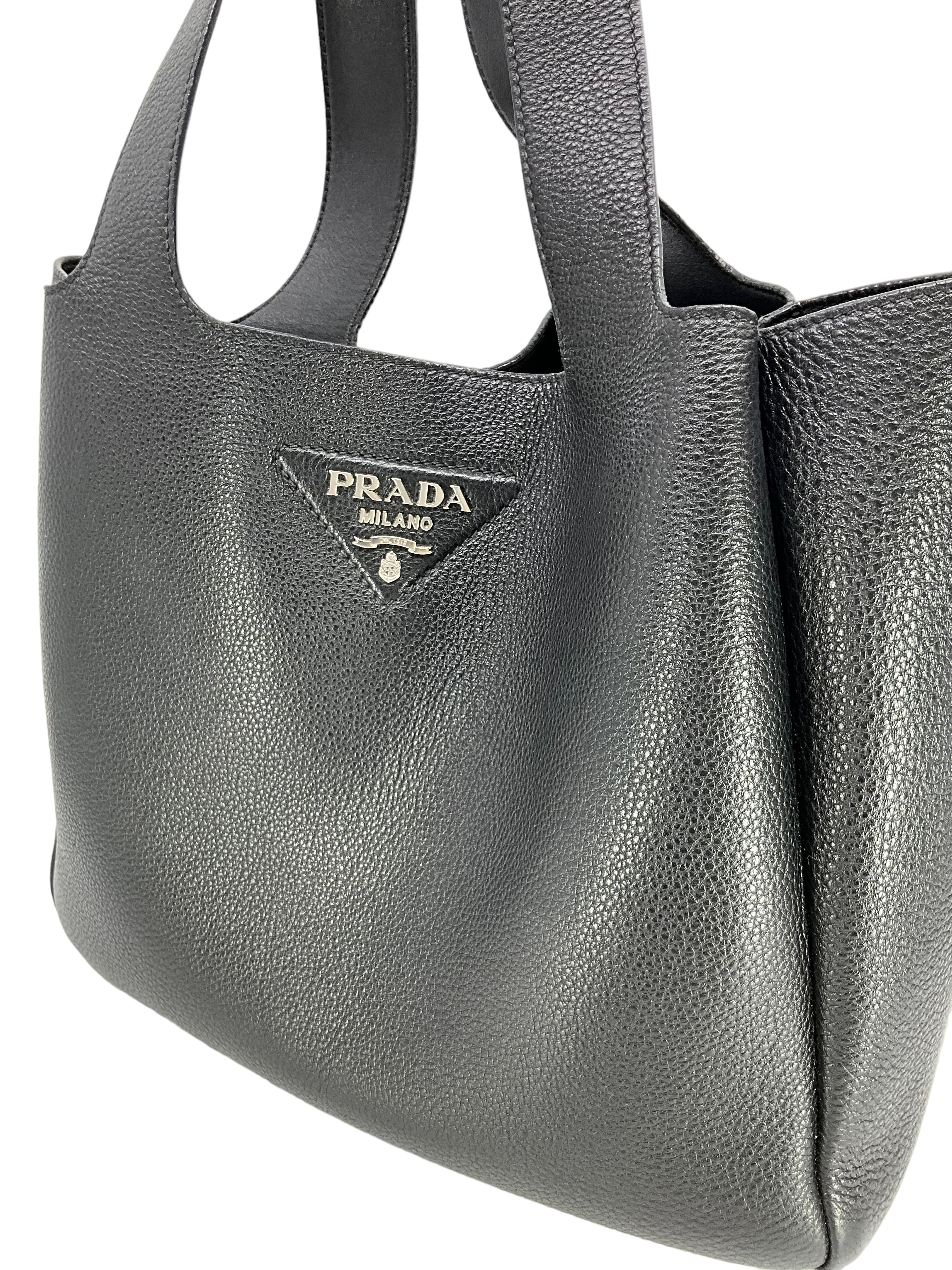 PRADA Vitello Daino Soft Medium Dynamique Tote Bag - Luxury Leather Handbag for Women | Perfect for Work, Travel & Everyday Use