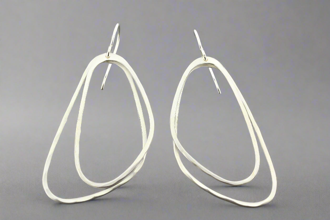 2 Pack Textured Sterling Silver Curved Triangle Earrings - Elegant Dangle Hoop Earrings for Women, Perfect for Parties, Weddings & Everyday Wear