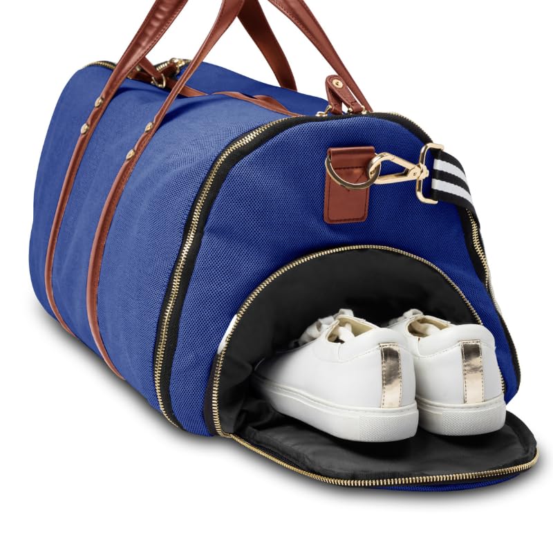 Convertible Rolling Duffel Carry On Luggage - Kendall Country Wheeled Weekender Bag with Extendable Handle & Shoe Compartment | Travel Garment Bag for Business Trips & Vacations | Midnight Blue | Perfect for Airplane Carry-On & Weekend Getaways