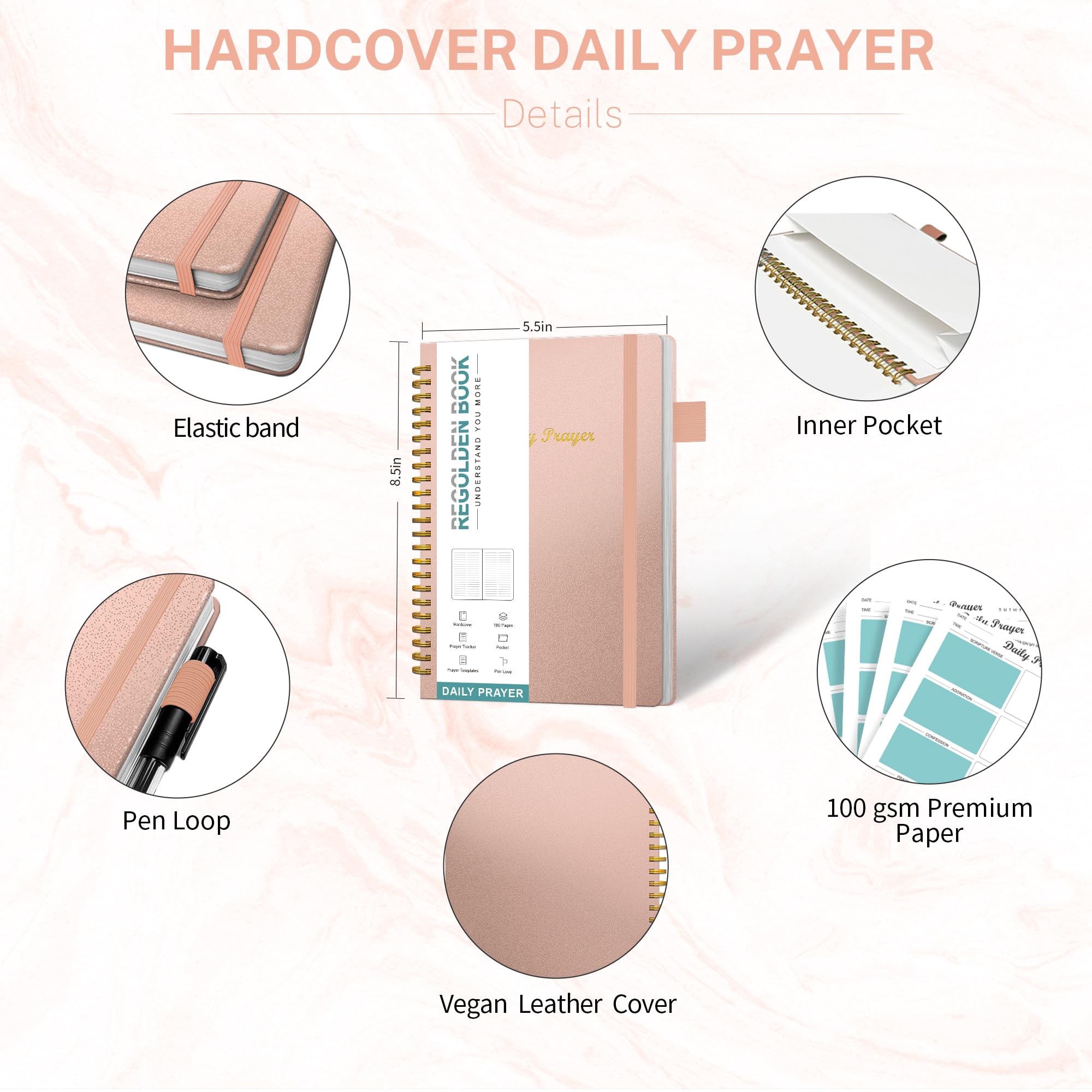 Christian Prayer Journal for Women - 6 Month Daily Devotional Notebook with Bible Verses & Inspirational Writing Prompts - 8.5x5.5