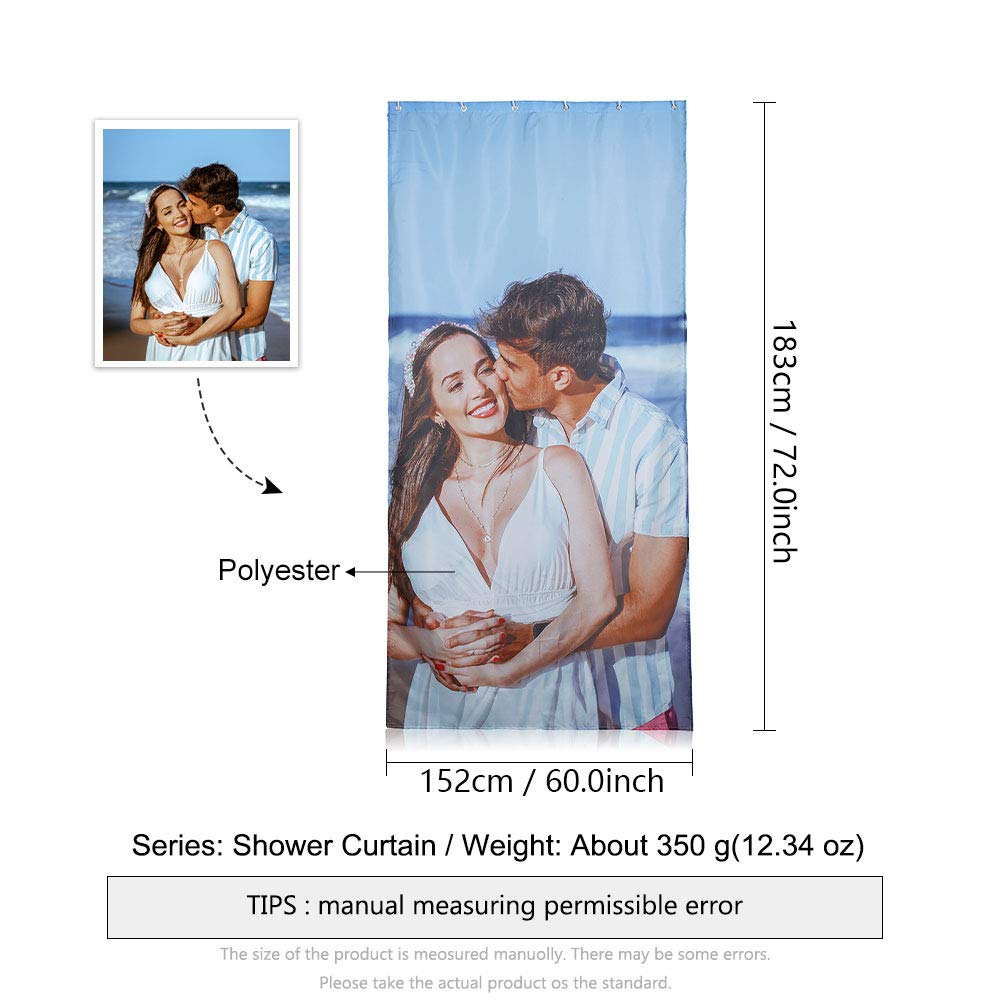 Custom Personalized Photo Fabric Shower Curtain - Waterproof 59x72 Inch Bathroom Decor with Hooks - Perfect for Home, Apartment & Guest Bathroom Decorations