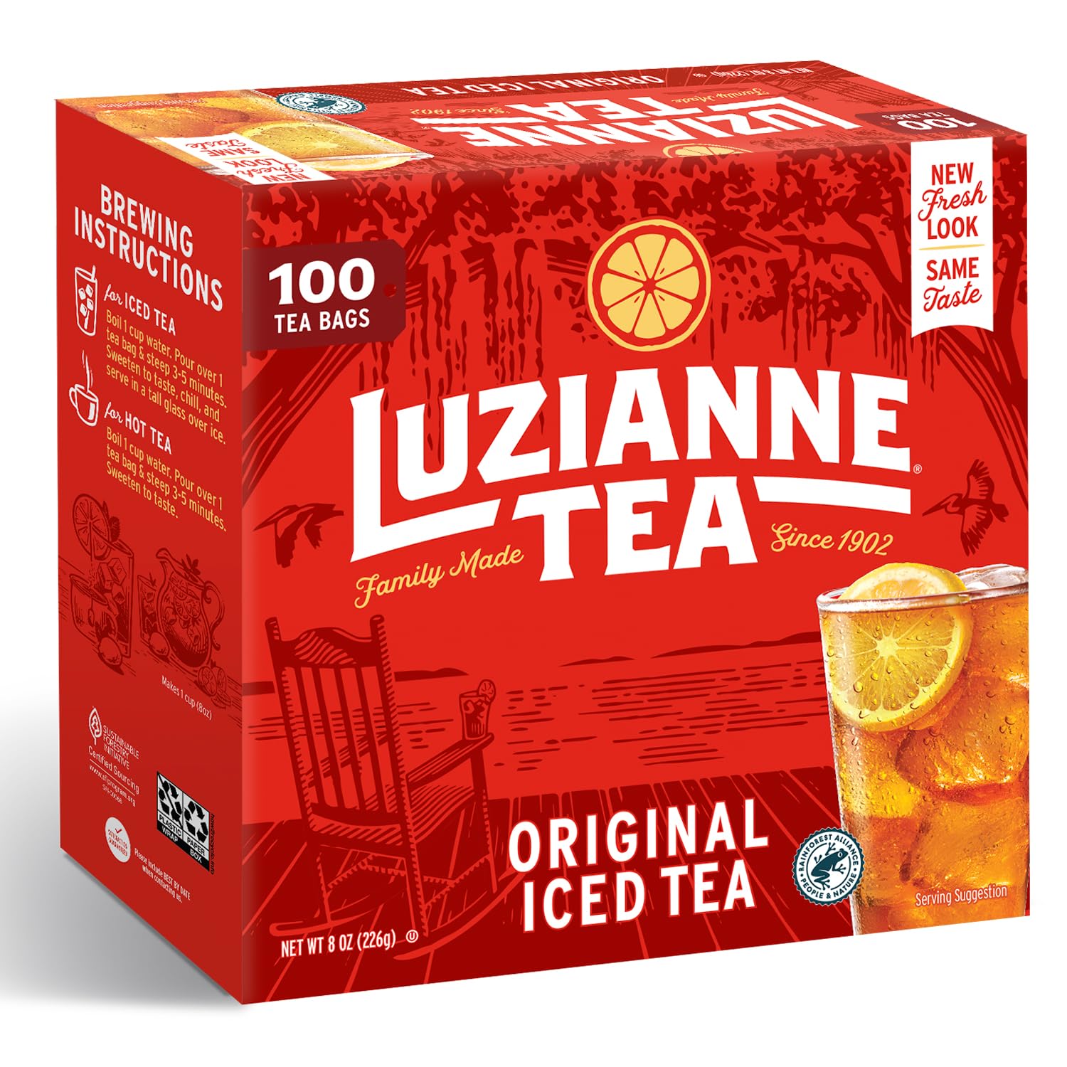 Luzianne Unsweetened Iced Tea Bags - 400 Count (4x100) | Specially Blended for Clear & Refreshing Home Brewed Iced Tea | Perfect for Summer Picnics, Backyard BBQs & Outdoor Gatherings