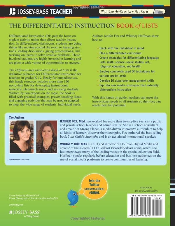 Differentiated Instruction Book of Lists: Practical Strategies for Teachers - Classroom Activities & Lesson Planning Guide
