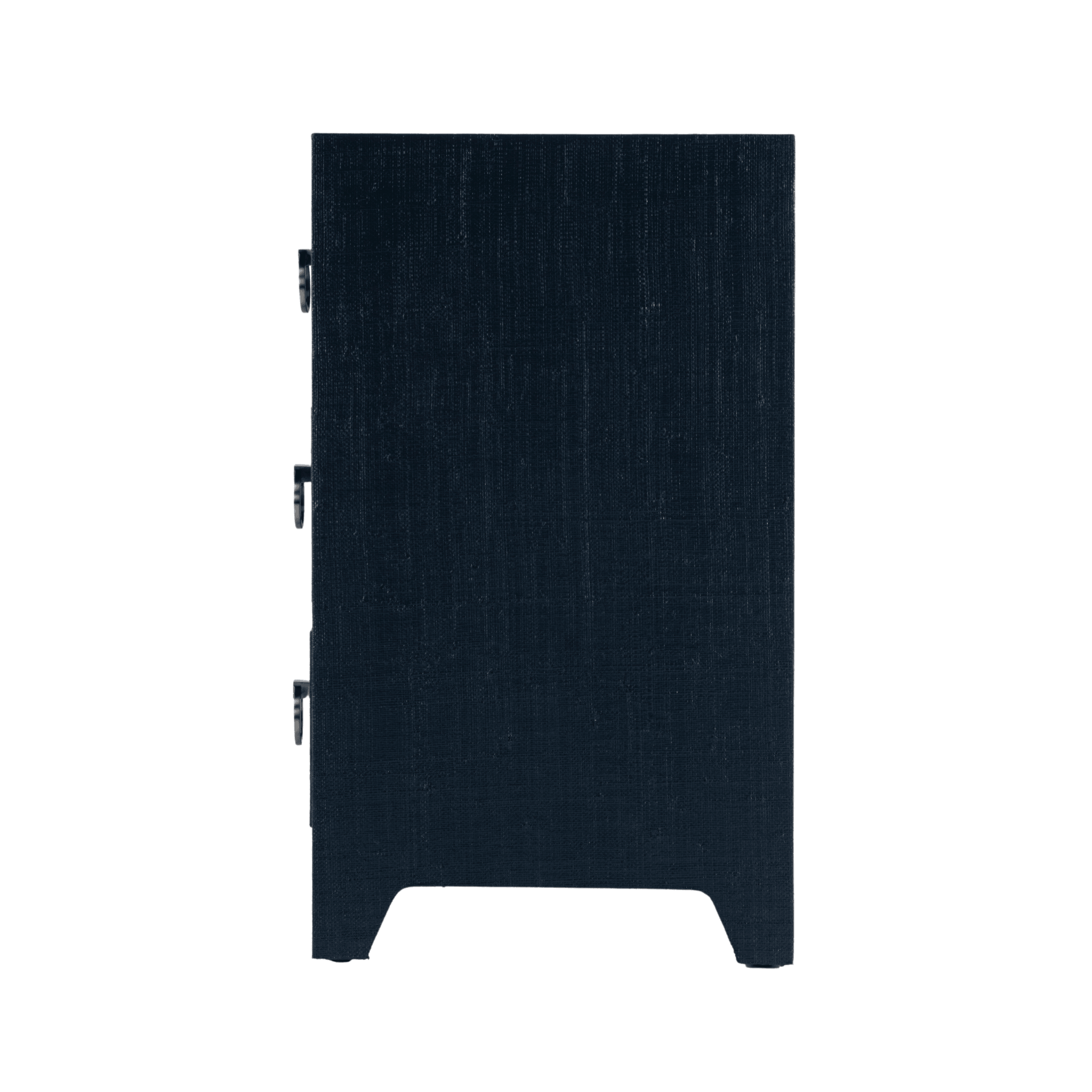 Coastal Navy Saguran Raffia Three Drawer Nightstand - Stylish Bedside Table for Bedroom, Living Room, or Guest Room Decor