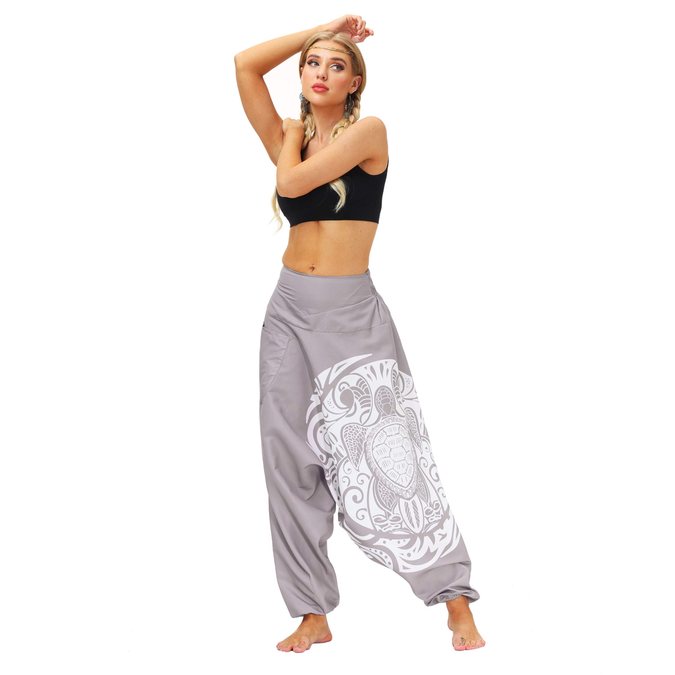 VISSAY Women's Boho Pants - Harem Smocked Waist Yoga Palazzo Pants for Summer, Beach & Travel - Hippie Chic Casual Wear for Yoga, Meditation & Festivals