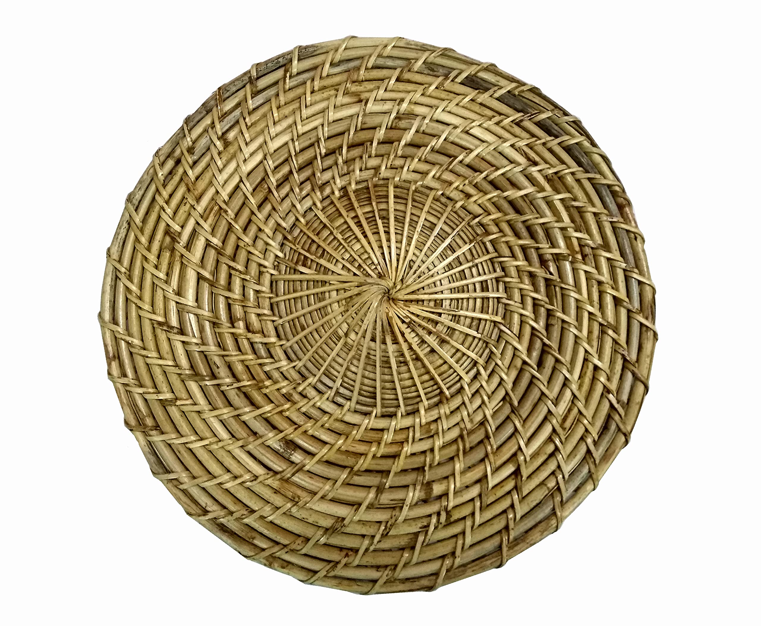 Handmade Eco-Friendly Round Woven Rattan Placemats for Dining Table - 12 Inch Wicker Placemat Set (1-Piece) - Perfect for Boho Home Decor, Farmhouse Kitchen & Outdoor Picnics