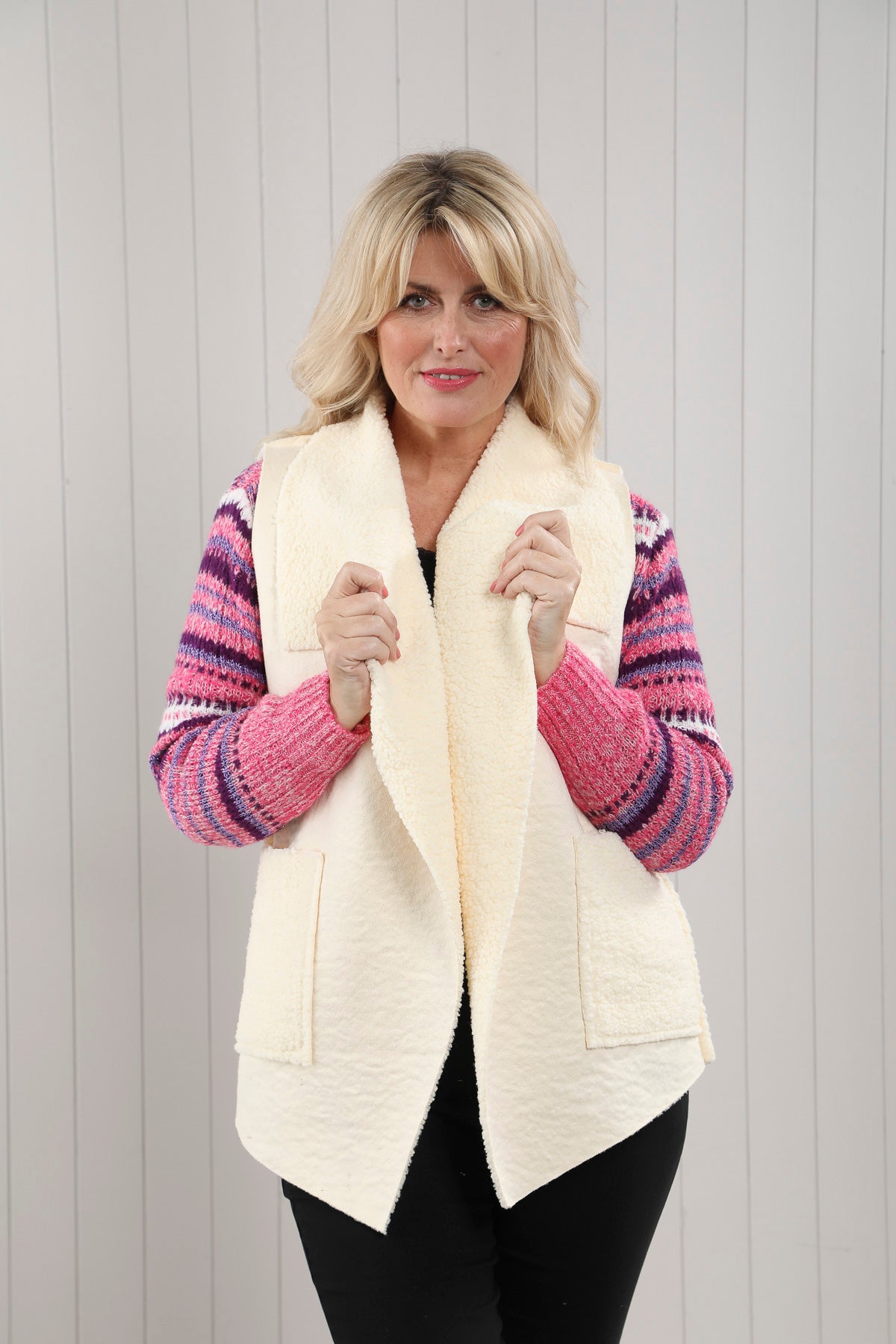Boucle Waterfall Cropped Gilet Vest for Women - Lightweight Open Front Cardigan for Fall & Winter - Perfect for Layering with Dresses, Tops & Jeans