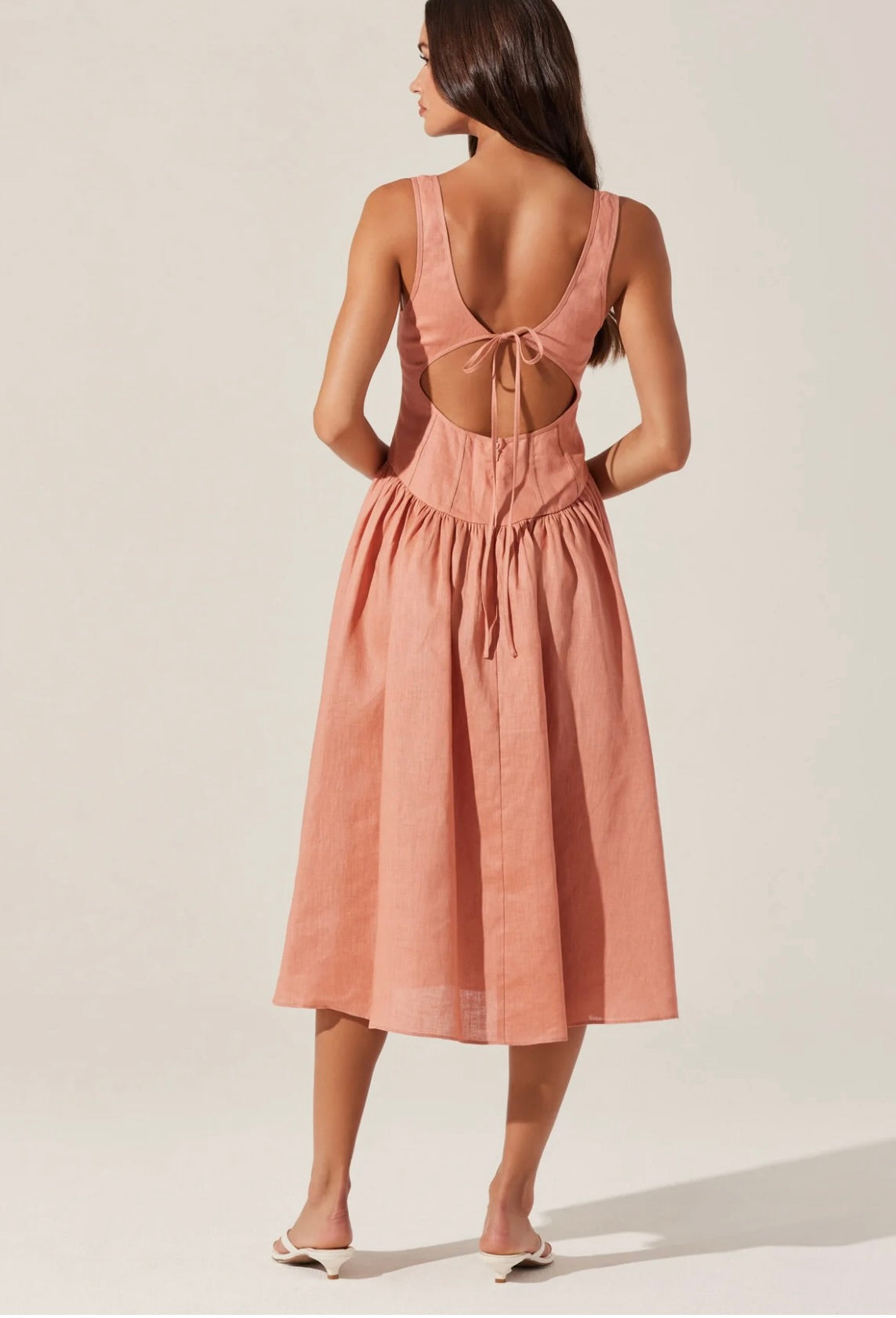 Thierry Linen Midi Dress for Women - Elegant Dusty Rose Summer Dress | Casual & Beach Wear, Boho Chic Outfit, Vacation Dress