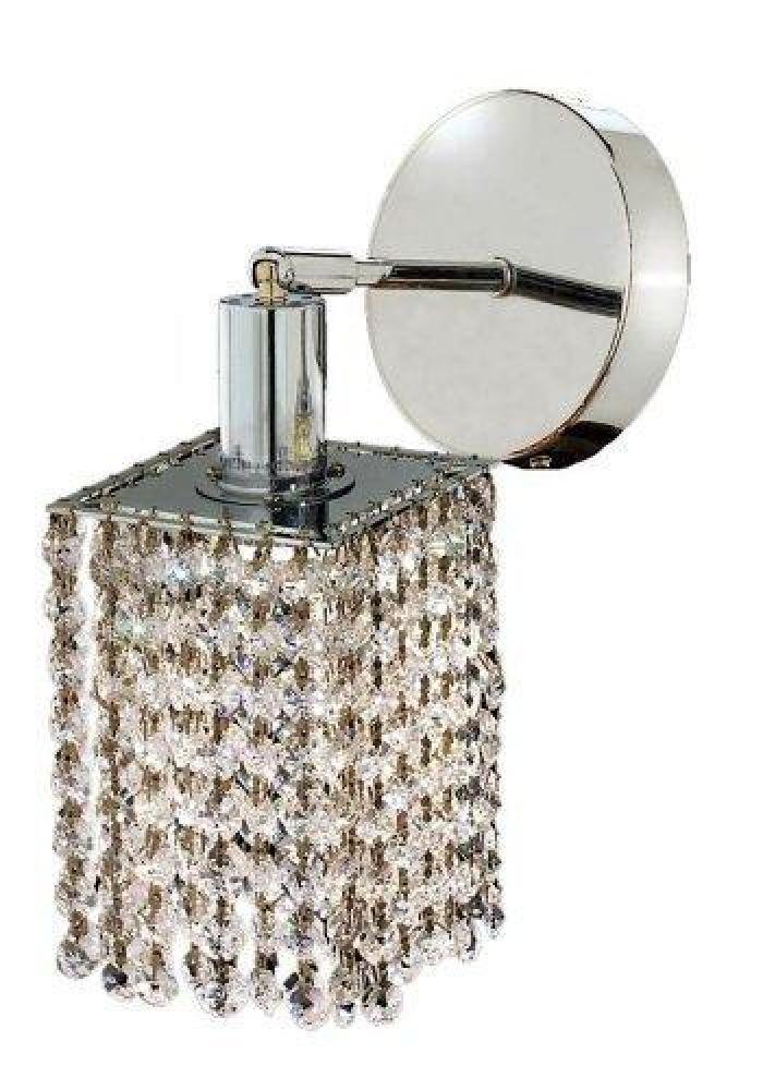 Elegant Mini Collection 1-Light Round Wall Fixture Pendant with Royal Cut Crystals - Chrome Finish | Perfect for Dining Room, Bedroom, or Entryway Lighting