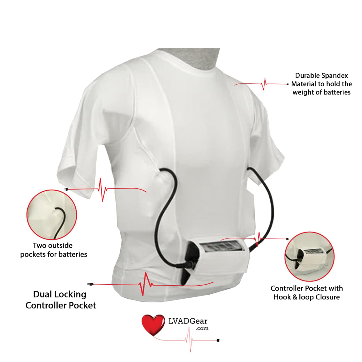 HeartWare LVAD Shirt for Heart Failure Patients - Black & White Unisex T-Shirt - Wear for Support Awareness & Daily Comfort