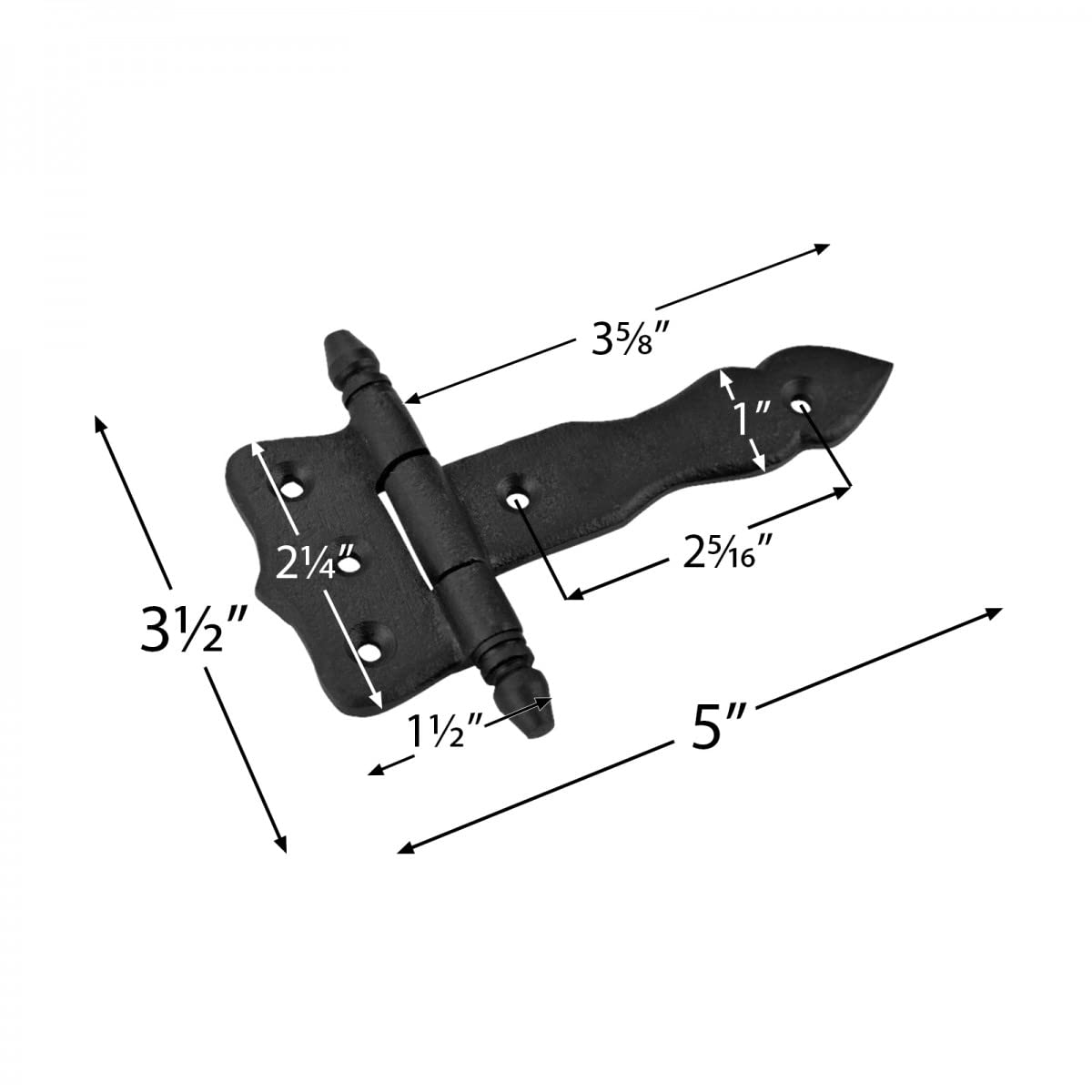 Antique Black Wrought Iron Shed Door Hinges (5 Inch) - Pack of 10 with Hardware - Decorative Flush Mount Cast Iron Barn Hinges - Perfect for Sheds, Barns, Garage Doors & Rustic Home Decor