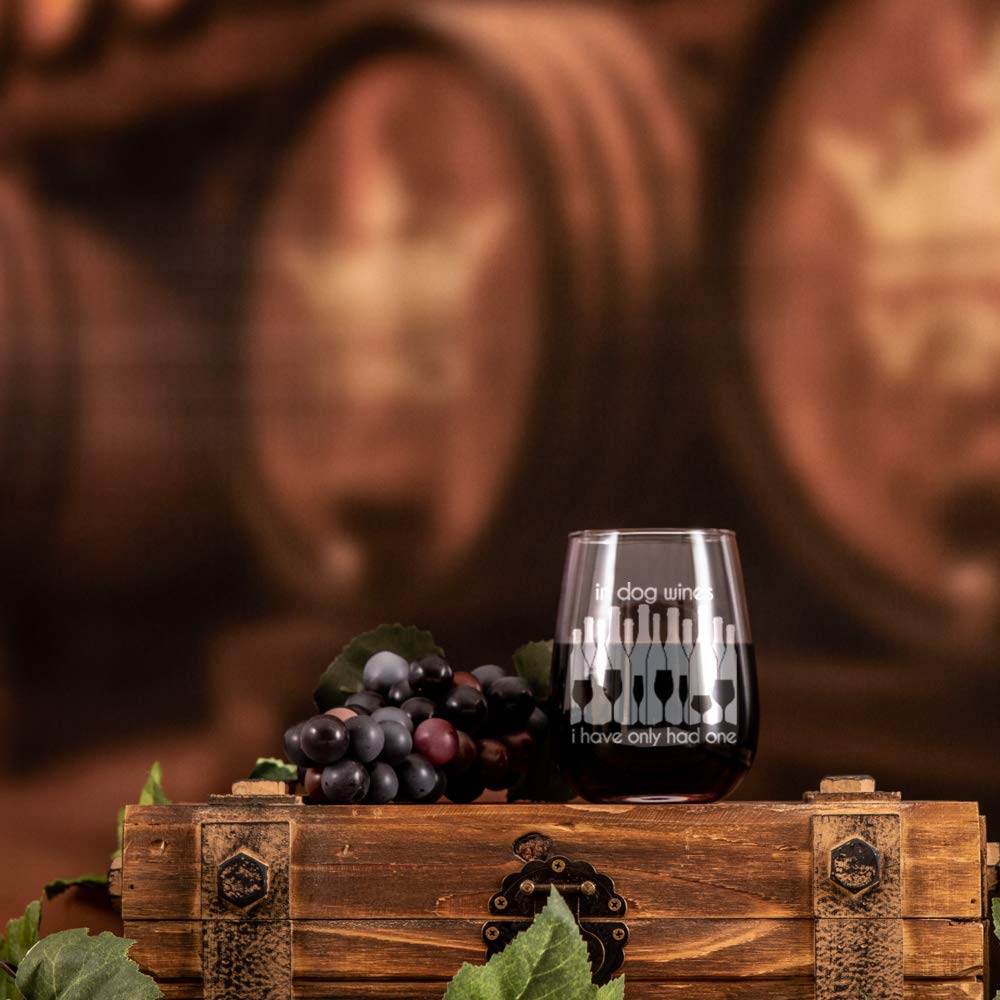 Stemless Wine Glass 17oz for Red & White Wine - Dog Lover's Gift with Free Wine Pairing Card | Perfect for Travel, Home Entertaining & Pet-Themed Parties
