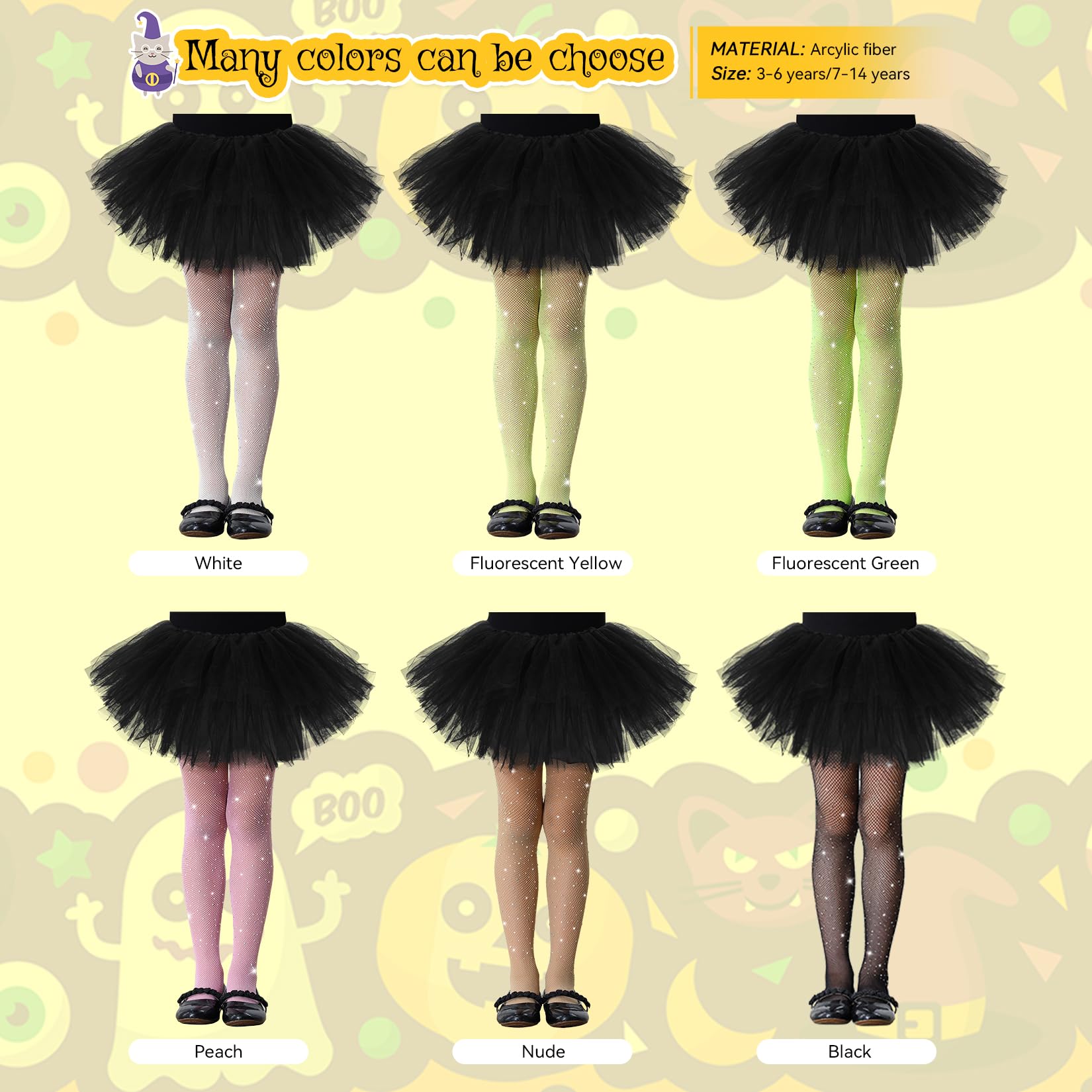Century Star Girls Fishnet Stockings with Rhinestones - Sparkly Glitter Tights for Toddlers & Kids | Perfect for Halloween Costumes, Dance Performances & Party Outfits