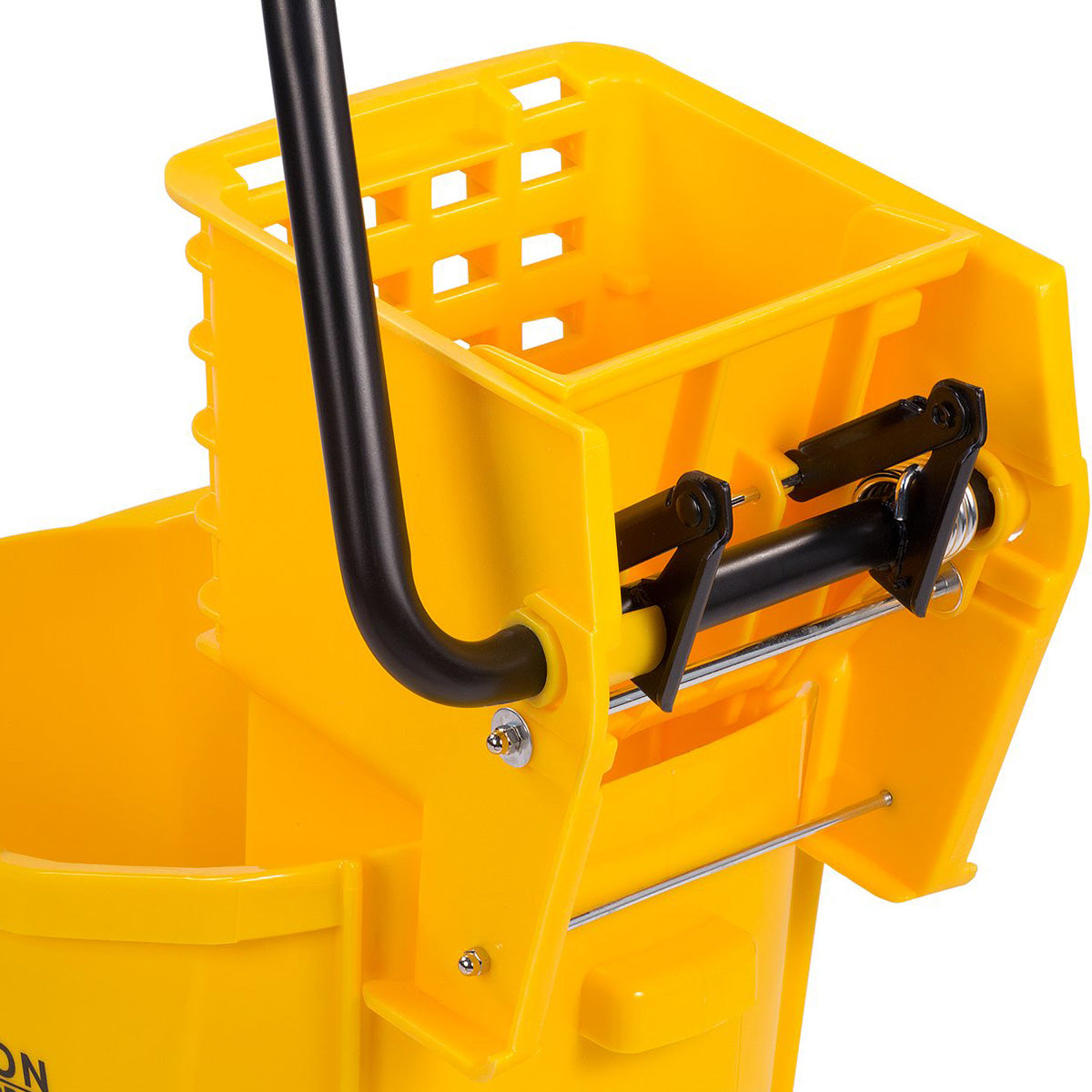 Carlisle 3690804 Flo Pac Mop Bucket with Side Press Wringer - 26 Quart Yellow Commercial Cleaning Bucket for Floor Mopping in Schools, Hospitals, and Restaurants