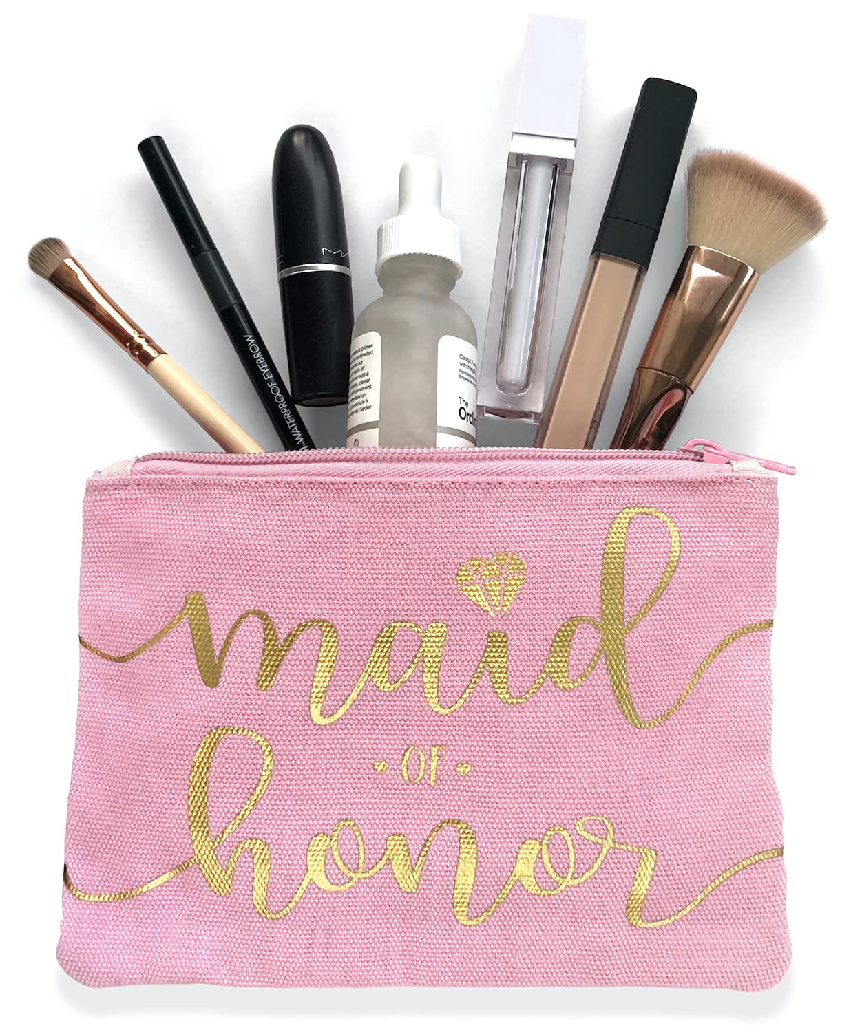 Bridesmaid Makeup Bag - Elegant Cosmetic & Toiletry Pouch for Bachelorette Party, Bridal Shower, Wedding Gift - Perfect as Maid of Honor Keepsake, Wedding Survival Kit or Hangover Kit (Blush, 1pc) - Ideal for Travel, Spa Days & Bridal Party Essentials