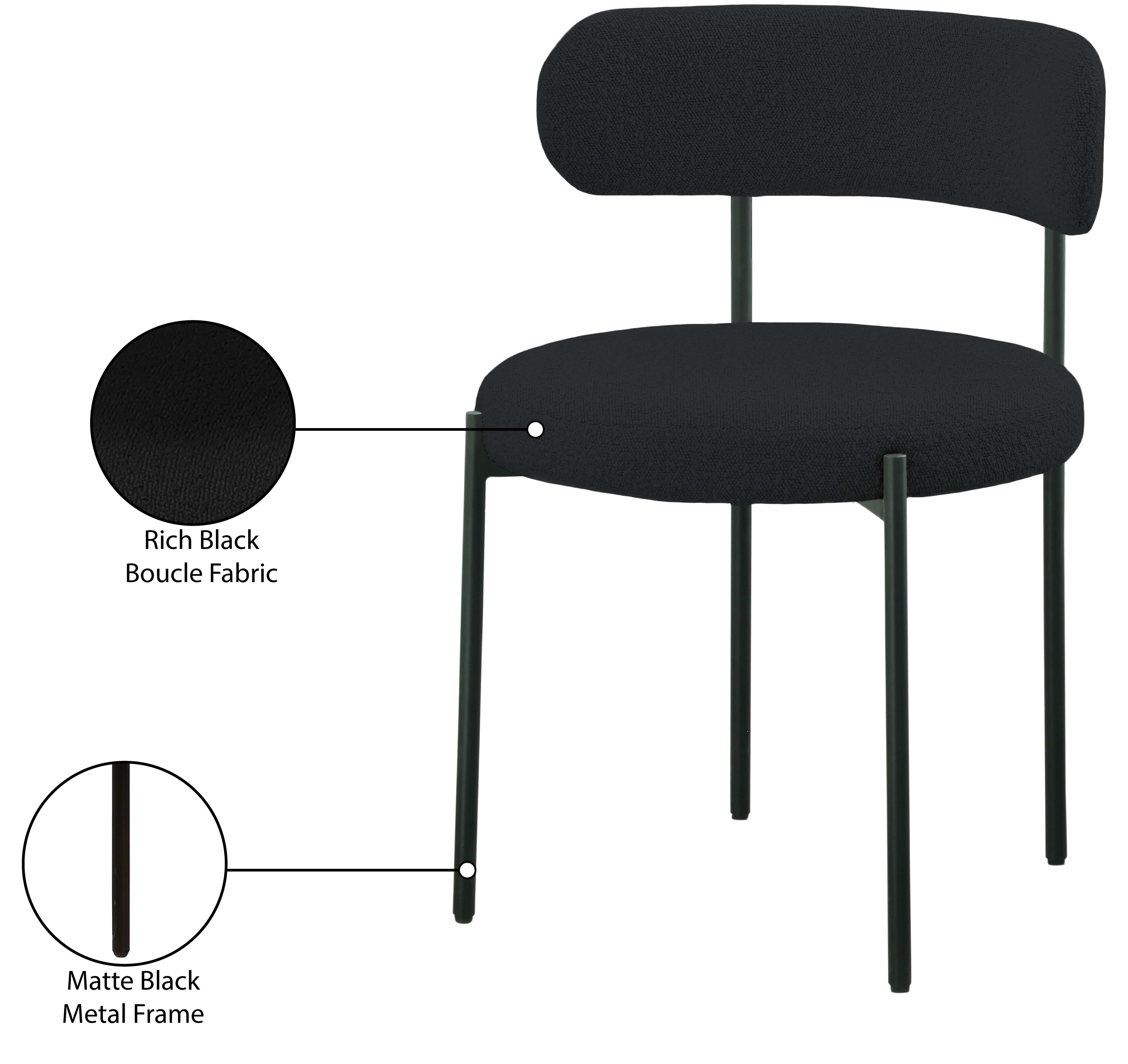 Luxury Boucle Fabric Dining Chair - Modern Upholstered Accent Chair for Dining Room, Living Room & Office - Soft & Comfortable Seat with Sturdy Metal Legs