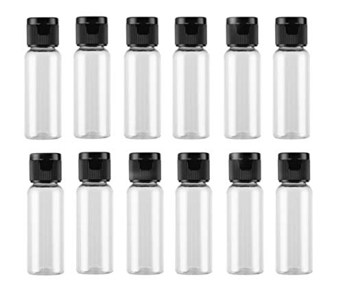 12 Pack 20ml (0.7oz) Travel Size Plastic Empty Bottles with Flip Top Cap - Leak Proof Squeeze Containers for Shampoo, Lotion, Essential Oils & Cosmetics - Perfect for Toiletries, Air Travel, Gym & Camping