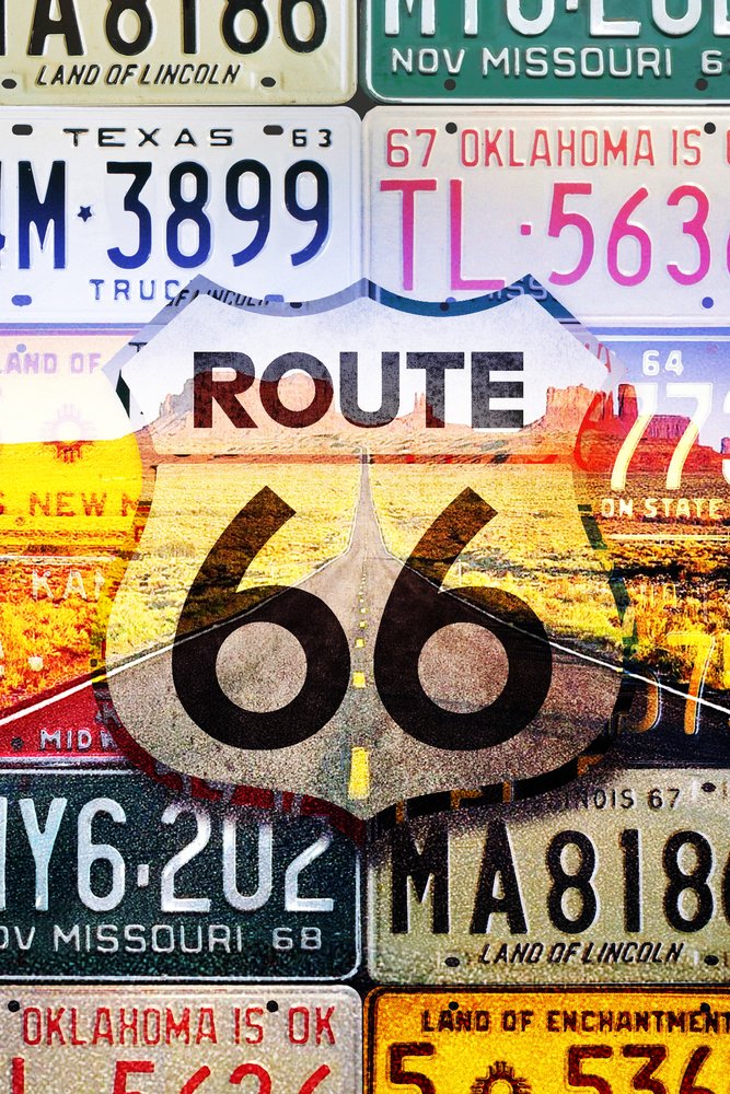 Route 66 Vintage License Plate Metal Sign - 12x18 Inch Retro Highway Road Wall Art Decor for Man Cave, Garage, Office & Home Bar