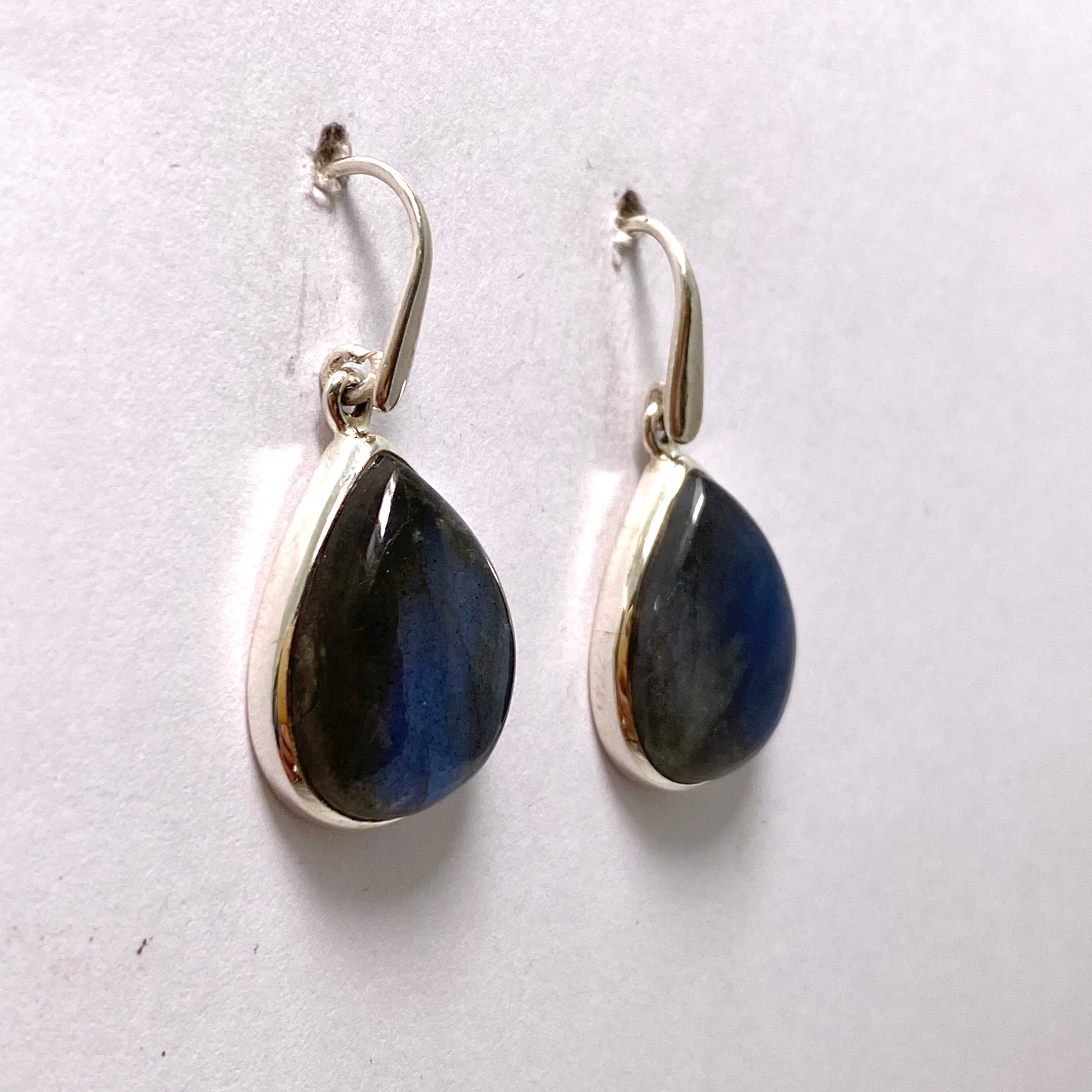 Labradorite Teardrop Cabochon Earrings - Handmade Sterling Silver Dangle Earrings for Women | Perfect for Boho Style, Wedding & Everyday Wear