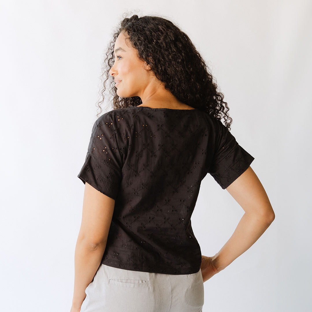 Boss Tee - Stylish Black Eyelet T-Shirt for Men | Casual & Business Wear | Perfect for Office, Outings & Date Nights