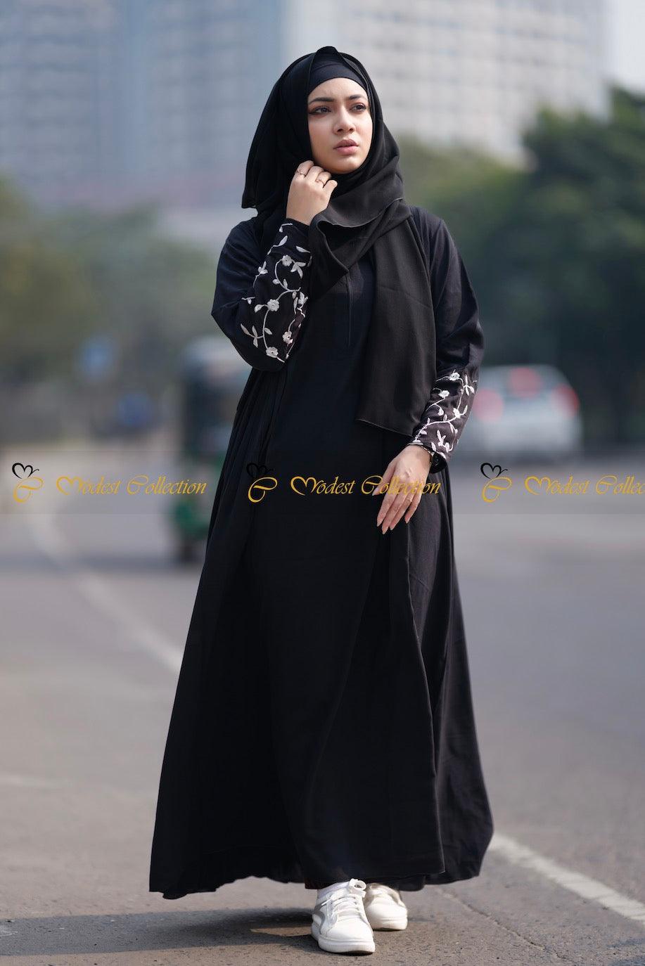Elegant Maysoon Embroidered Abaya Dress for Women - Modest Islamic Prayer Dress & Special Occasion Wear - Perfect for Eid, Ramadan, and Mosque Attire