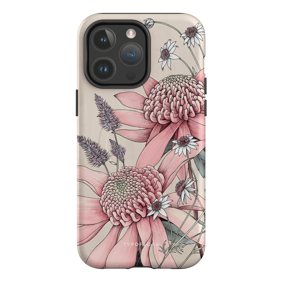 Pink Waratah Flower iPhone Case - Shockproof & Slim Protective Cover for iPhone 12/13/14/15 Pro Max - Perfect for Outdoor Adventures, Travel & Daily Use