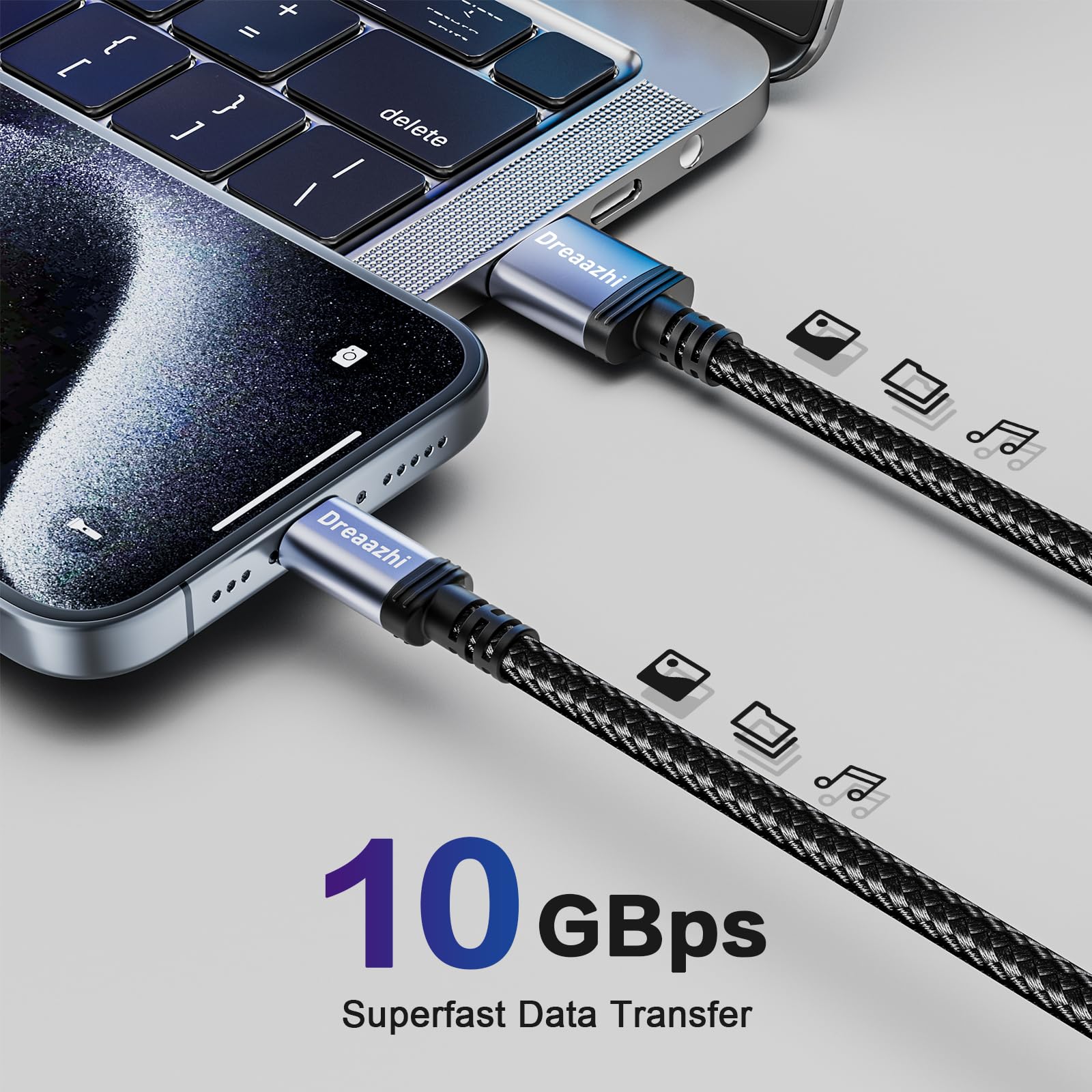 Dreaazhi USB C to USB 3.1 Gen 2 Fast Charging Cable (0.2M/0.66ft) - 10Gbps Data Transfer & 3.1A Quick Charge - Compatible with Samsung Galaxy S23/Note20, T7 SSD, SanDisk Extreme, Crucial X8, WD - Perfect for Travel, Office & Fast Device Charging