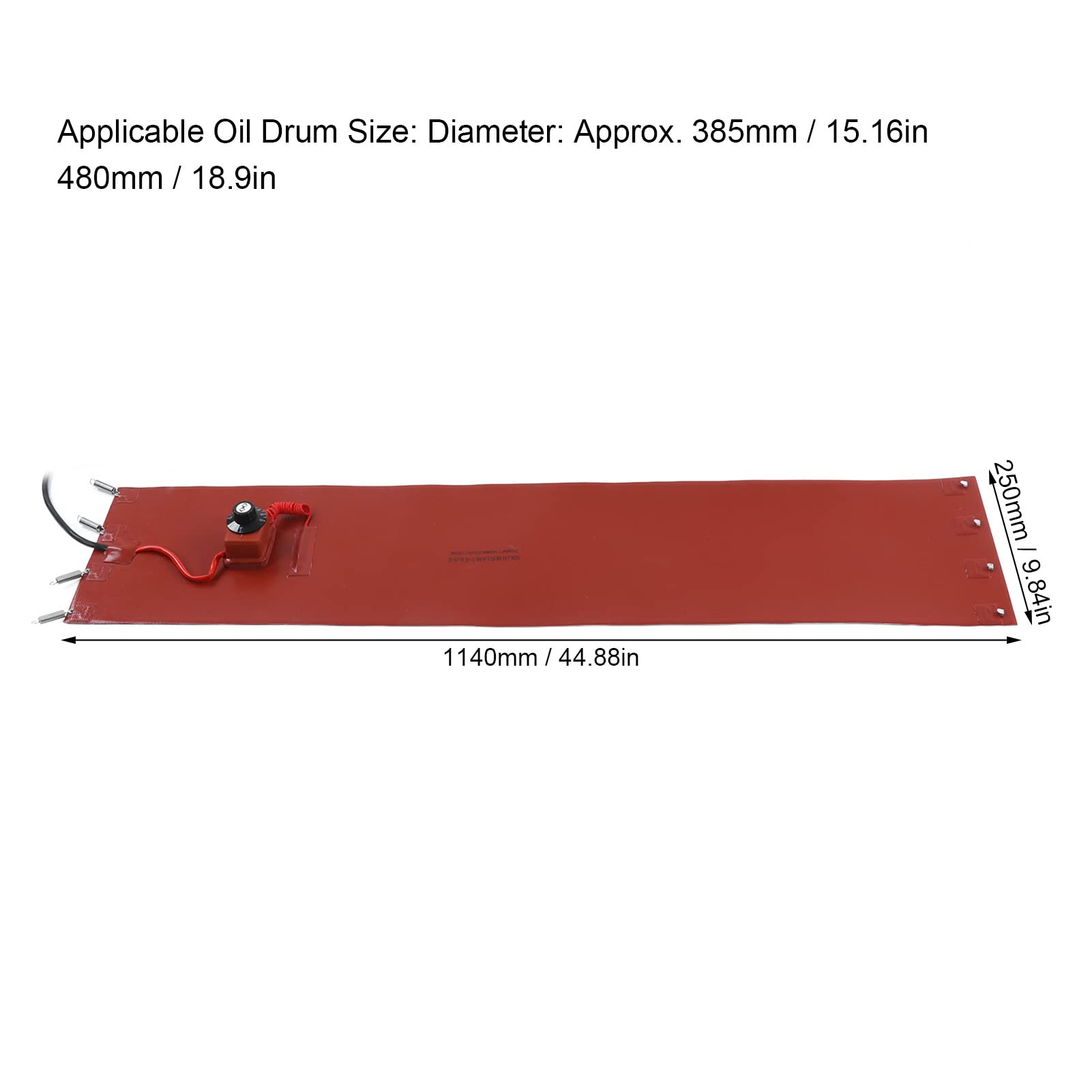 1200W Heavy Duty Silicone Rubber Drum Heater for 50L Oil Drum with Thermostat - Insulated Heating Blanket for Valves, Instruments & Drums (30°F to 150°F) - Perfect for Winter Storage, Chemical Processing & Industrial Applications