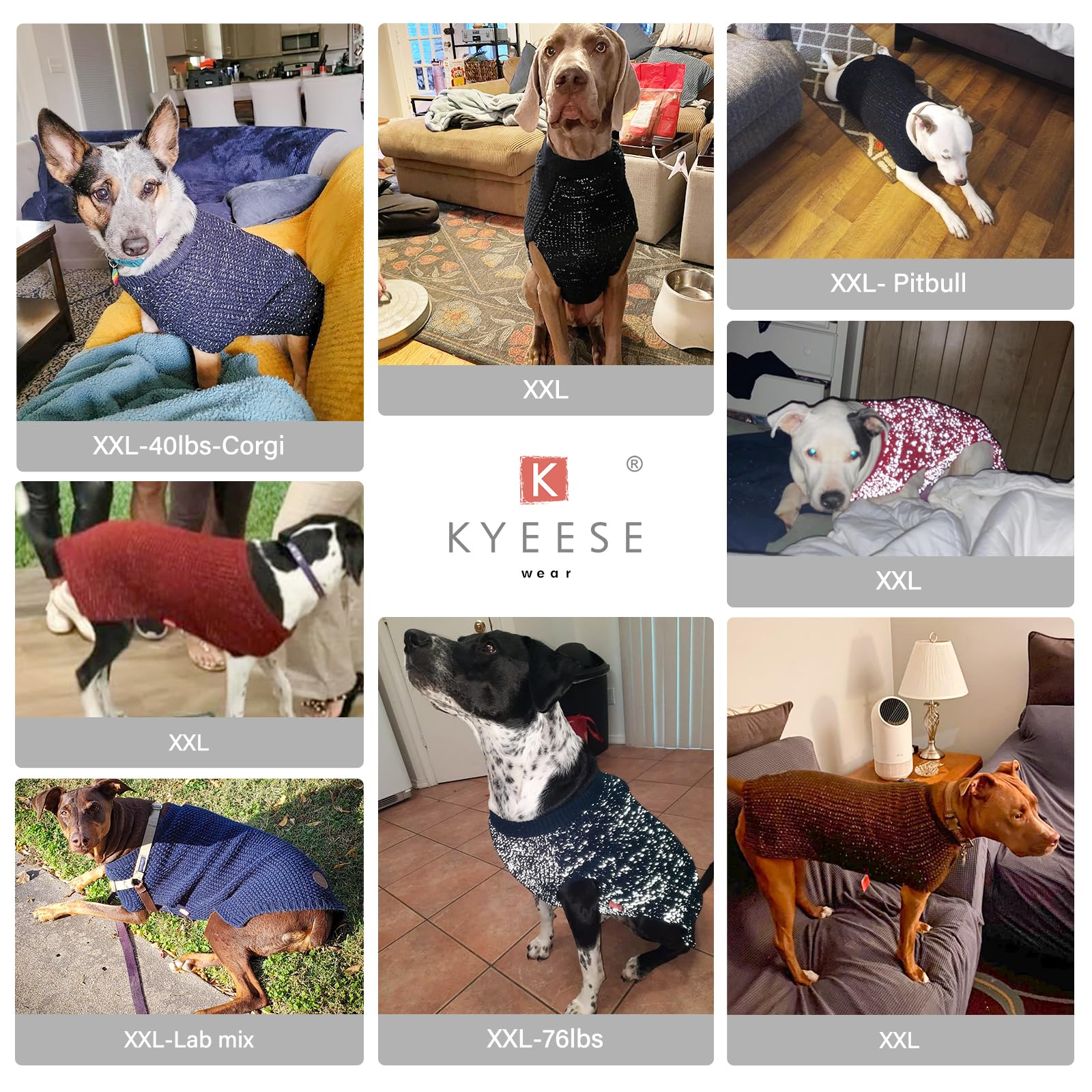 KYEESE Christmas Dog Sweater for Medium Dogs - Reflective Yarn, Warm & Stretchy Pullover - Green XL | Perfect for Holiday Outings & Winter Walks