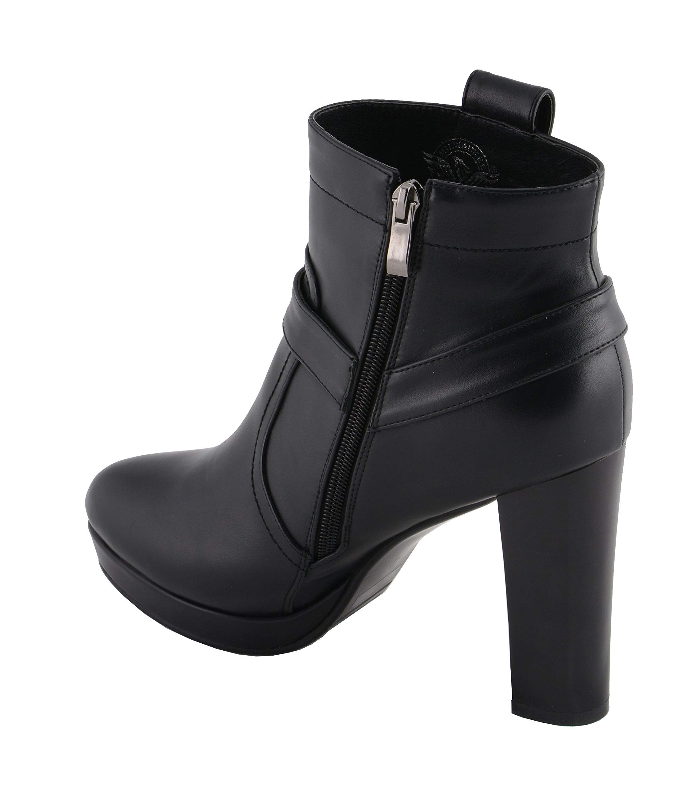 Milwaukee Leather MBL9432 Women's Black Harness Ankle Boots - Fashion Block Heel Booties for Women - Perfect for Casual Outfits, Date Nights & Fall/Winter Style