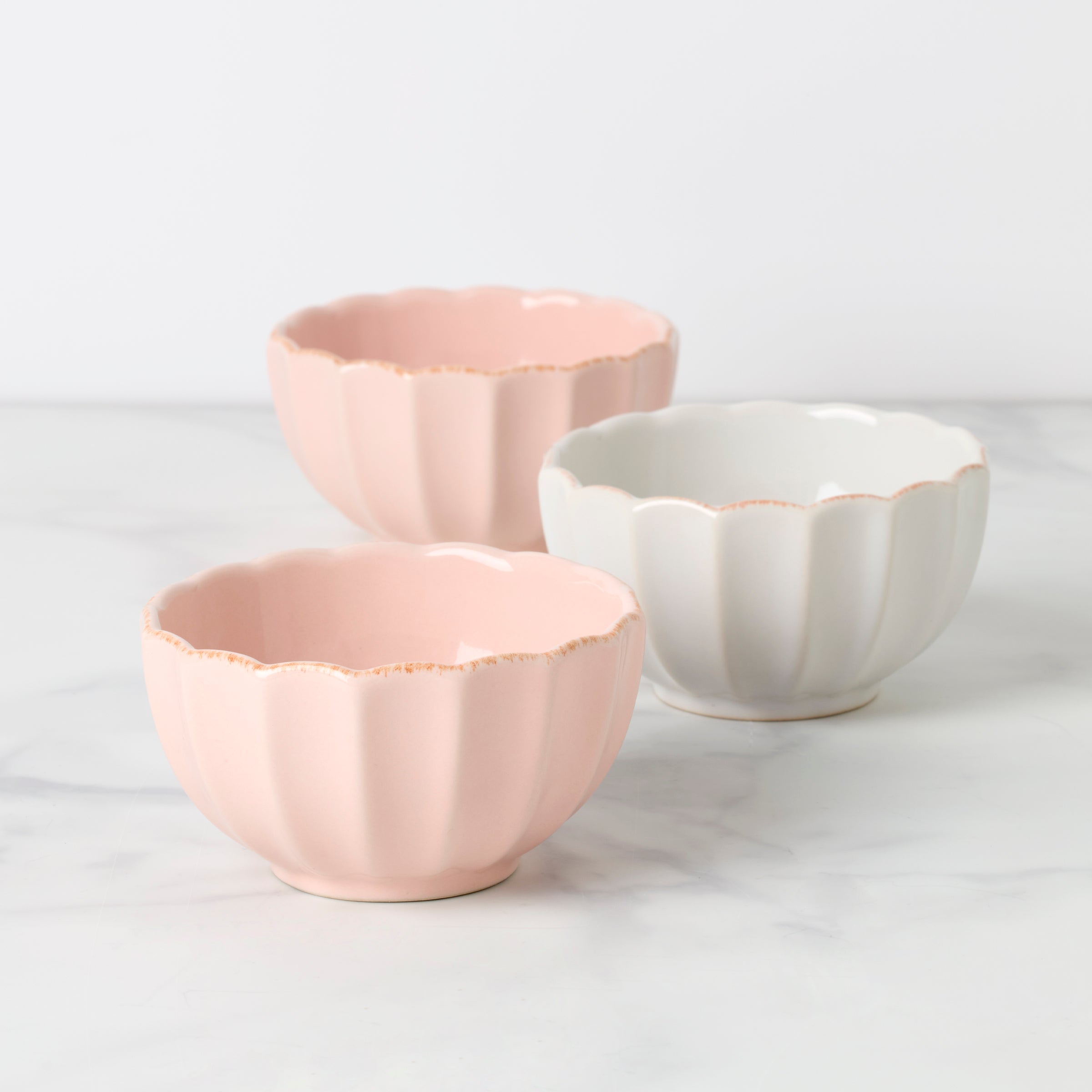 Elegant French Perle Scallop Mini Bowls Set of 3 - Perfect for Desserts, Snacks & Home Decor | Microwave & Dishwasher Safe