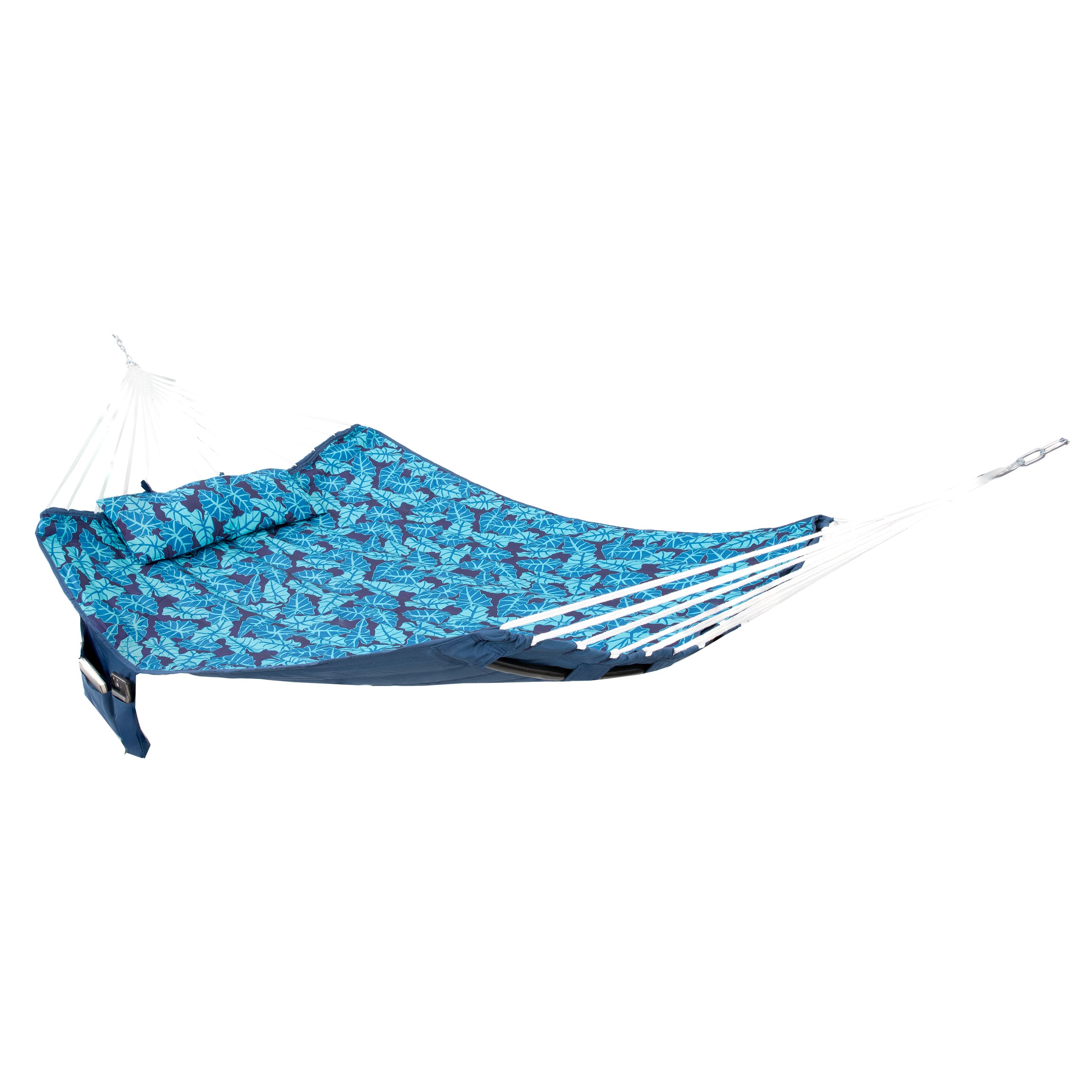 Premium Double Hammock with Pillow & Curved Metal Spreader Bars - Heavy Duty Outdoor Hammock for Backyard, Camping & Beach Relaxation