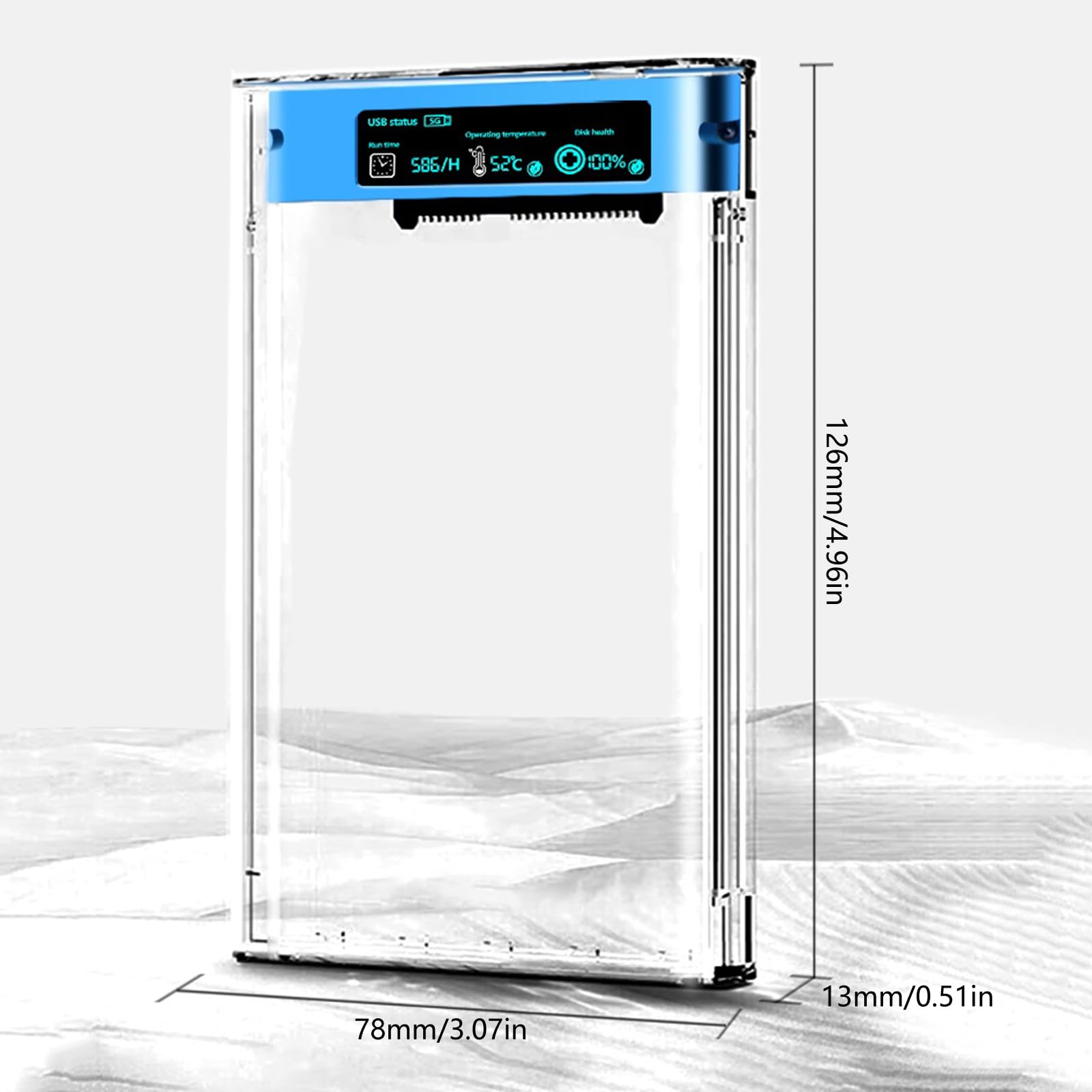 JSZDFSV 2.5 Inch USB 3.0 Hard Drive Enclosure - Transparent SSD Case for Laptop & Computer Storage - ABS Plastic External HDD Housing for Data Backup & File Transfer