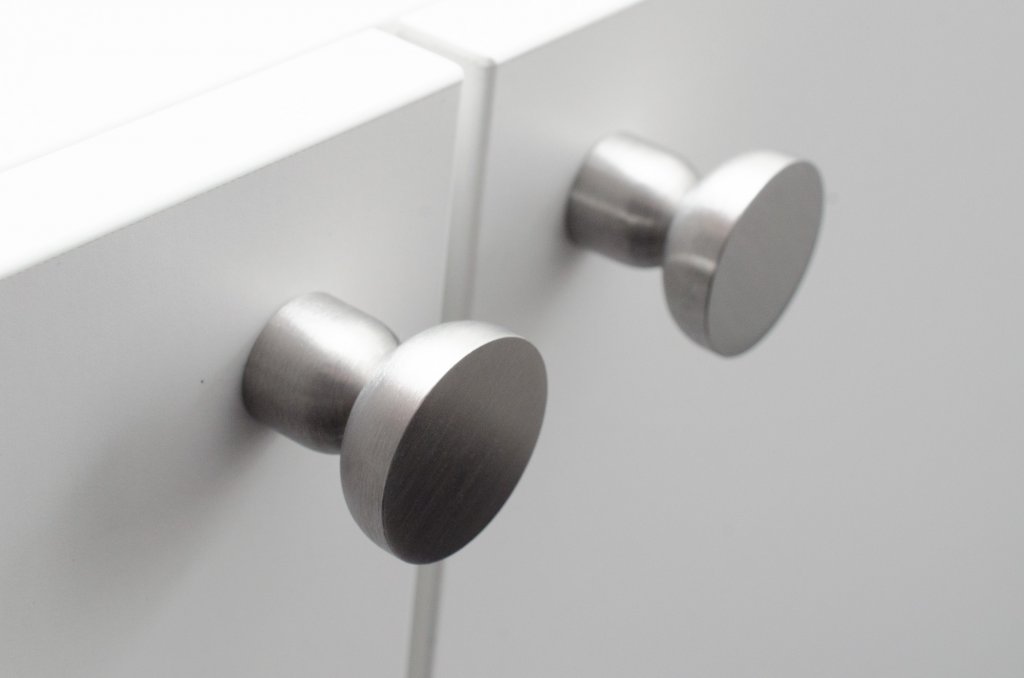 Brushed Nickel Round Cabinet Knob and Hook - Raised Bowl Design for Kitchen & Bathroom Storage Organization