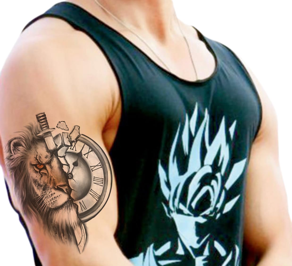 Waterproof Temporary Tattoo Stickers for Men & Women - 3D Realistic Flowers, Butterflies, Stars, Angels, Wolves & Armband Designs (21x15cm) | Perfect for Parties, Festivals, Cosplay & Body Art | TH-144X