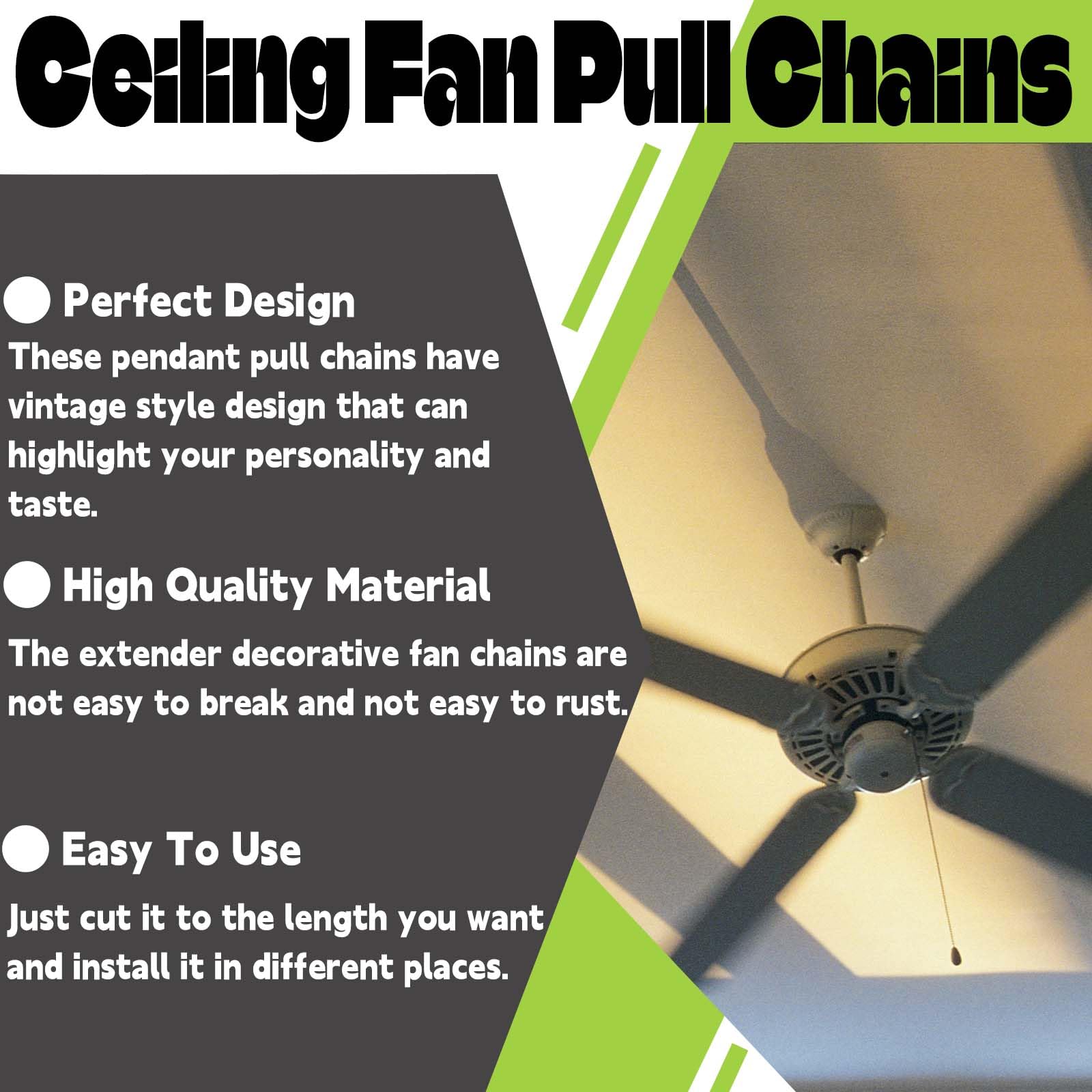 10Pcs Black Ceiling Fan Pull Chain Extenders - Decorative Wooden Fan Chain Replacement for Ceiling Light & Lamp - Perfect for Home, Bedroom, Living Room and Office Decor