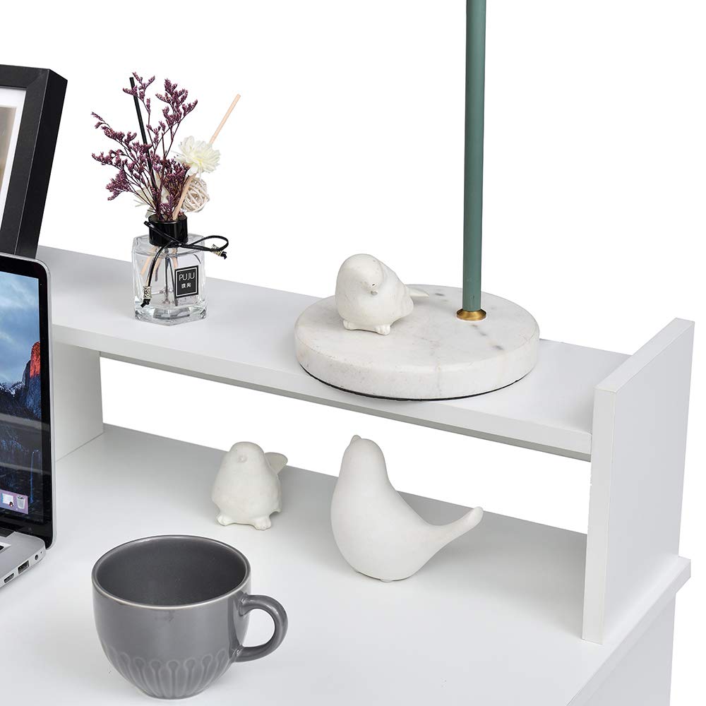 ROCKPOINT Axess White Under Desk Keyboard Tray with Storage Drawer - Ergonomic Computer Keyboard Holder for Home Office, Bedroom, Study Desk - Perfect for Remote Work, Online Classes & Homework Organization