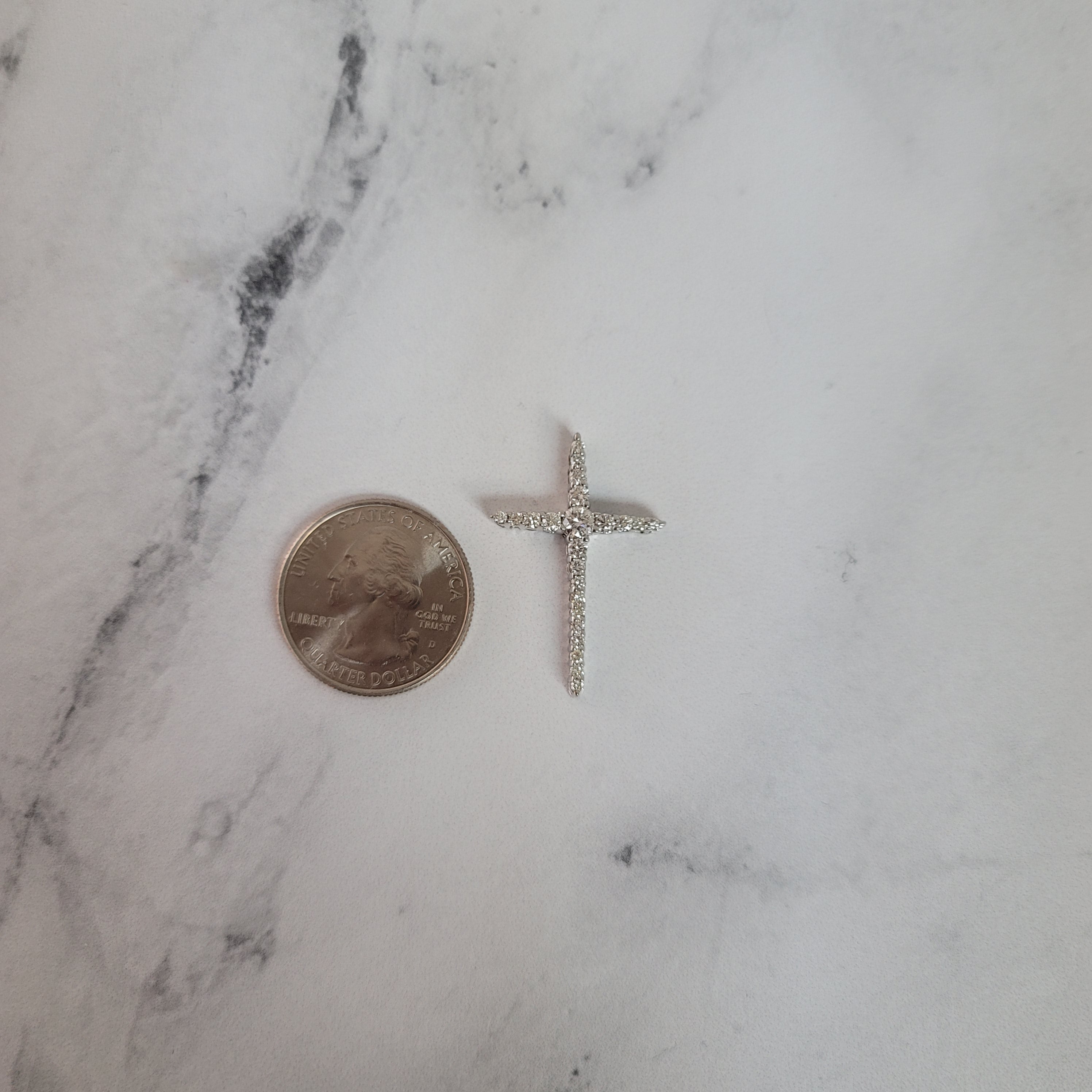 0.86cttw Tapered Diamond Cross Pendant in 14K White Gold - Elegant Religious Jewelry for Women, Perfect for Gifts, Weddings & Everyday Wear