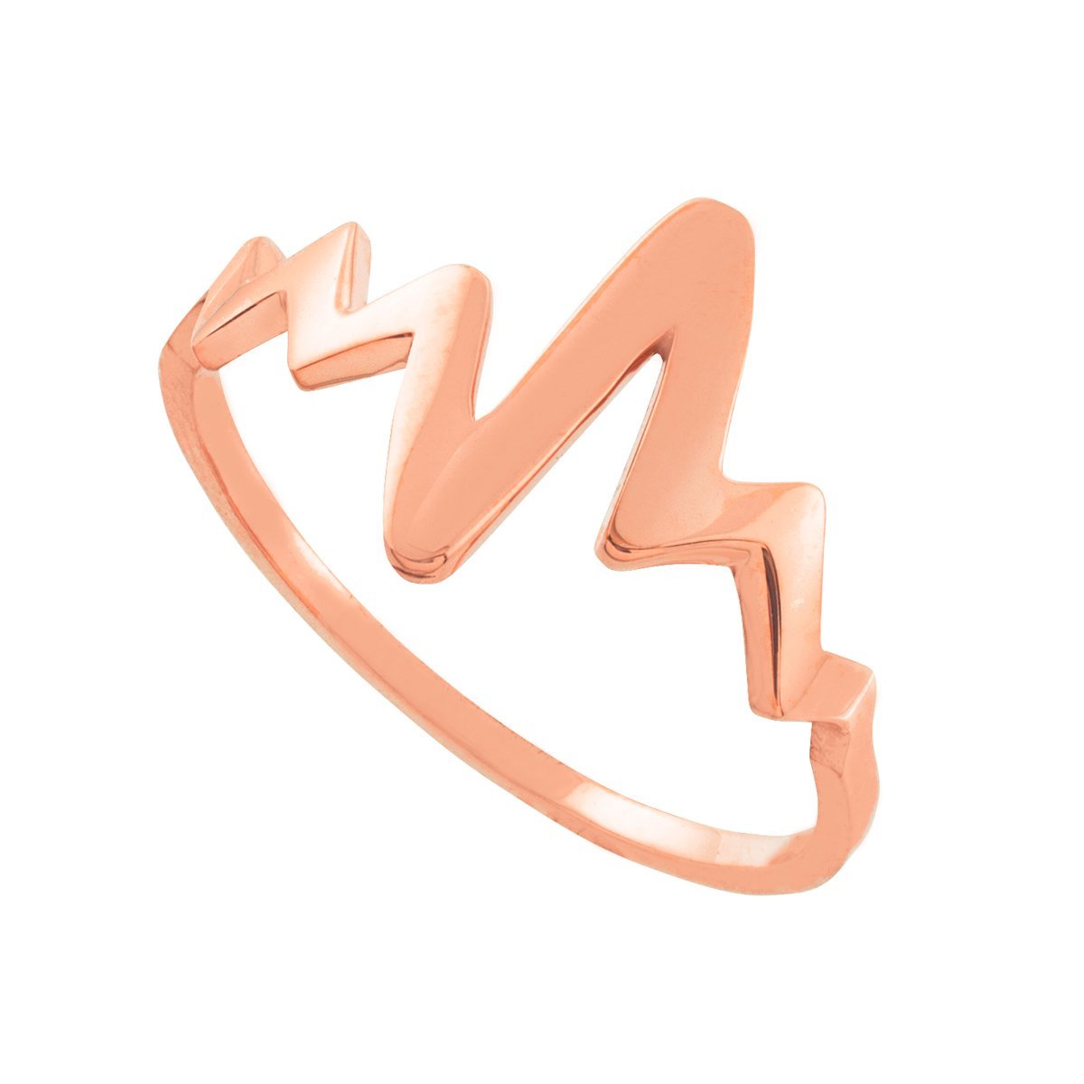 10k Rose Gold Lifeline Pulse Heartbeat Ring - Dainty Modern Contemporary Jewelry for Women - Perfect for Anniversaries, Weddings & Everyday Elegance