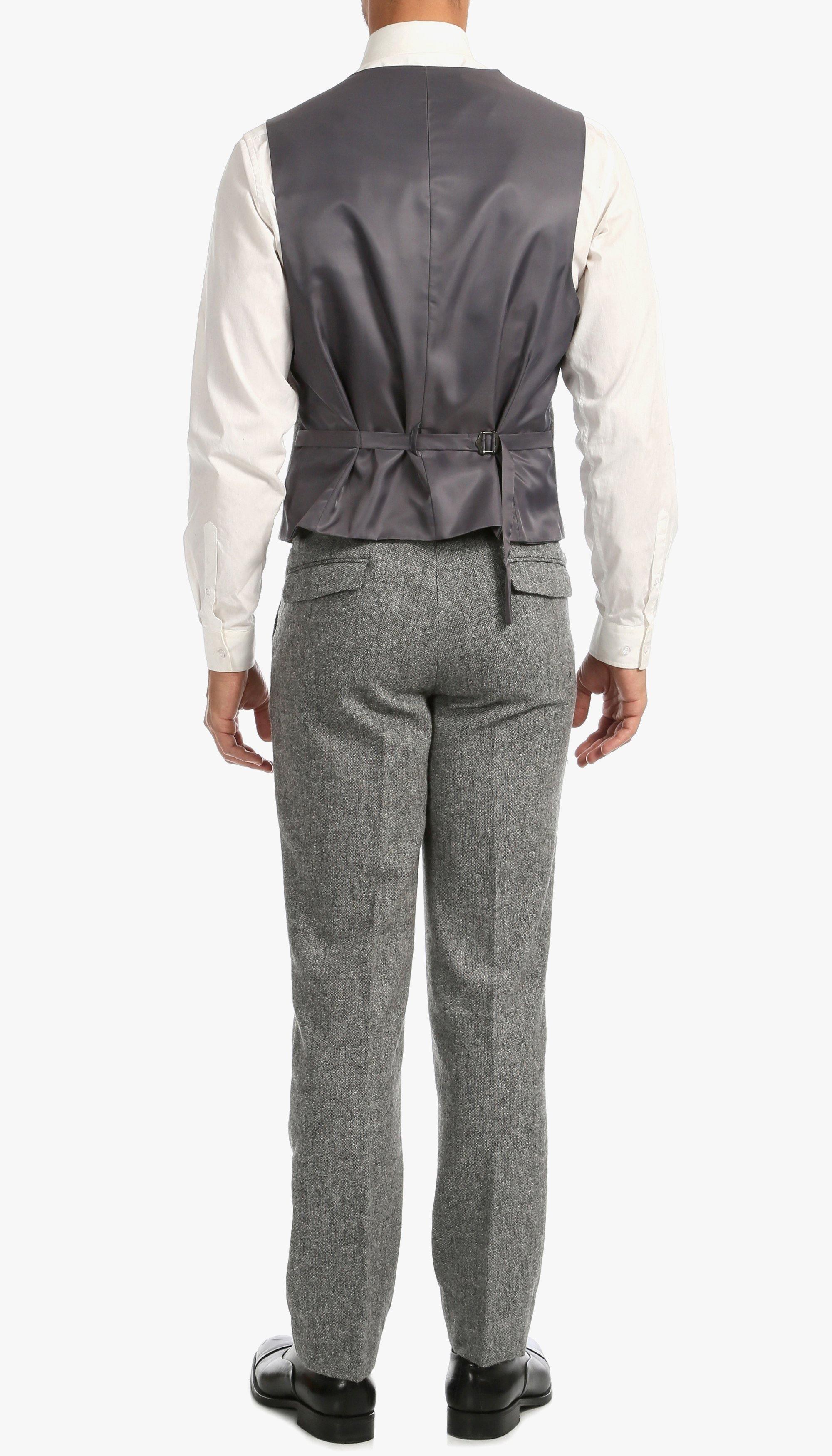 Grey Tweed Men's Slim Fit 3-Piece Suit | Formal Business Attire | Wedding, Office & Special Occasion Wear