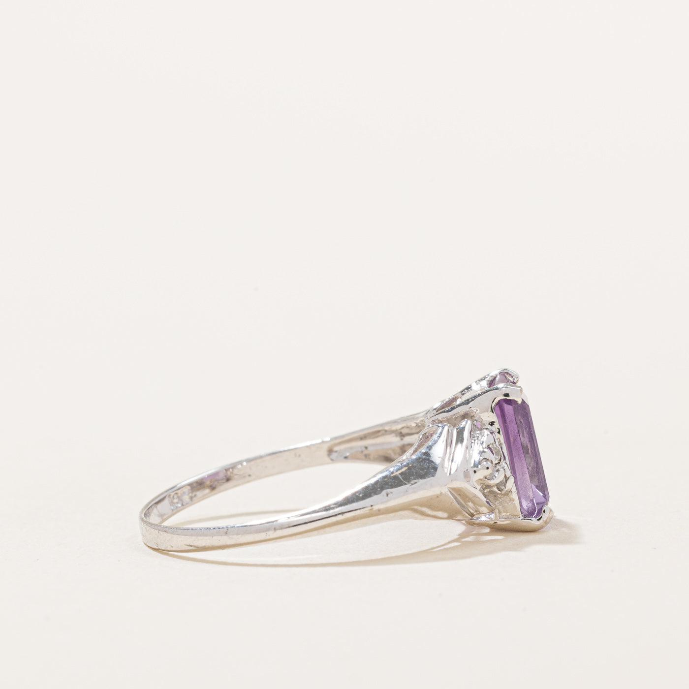 1.00ct Amethyst & 0.03ct Diamond Ring - Size 6.5 - Elegant Purple Gemstone Jewelry for Women - Perfect for Engagement, Anniversary & Special Occasions