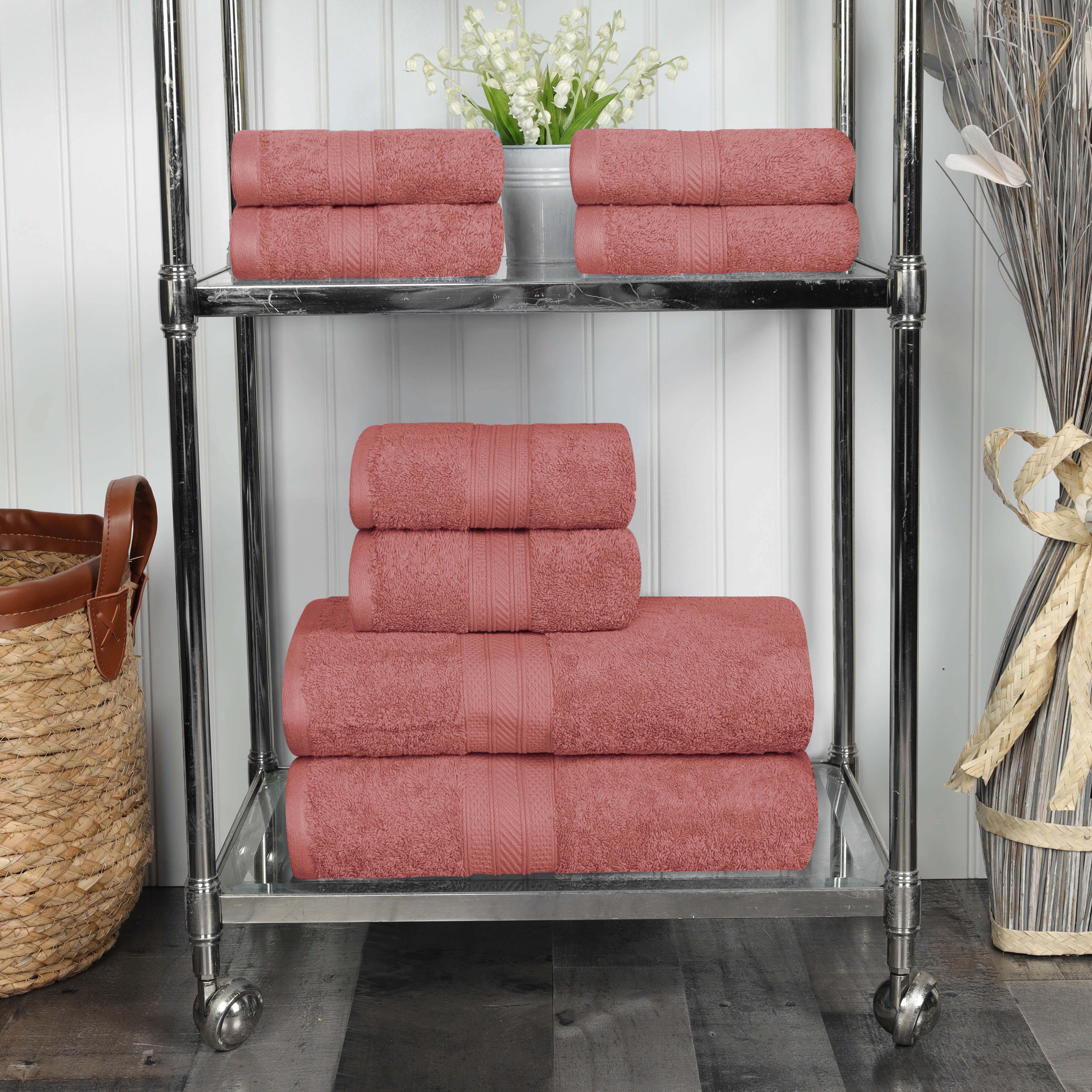 Atlas Cotton Plush Absorbent Heavyweight 8-Piece Bath Towel Set - Ultra Soft & Quick Dry for Spa, Gym, and Luxury Home Use