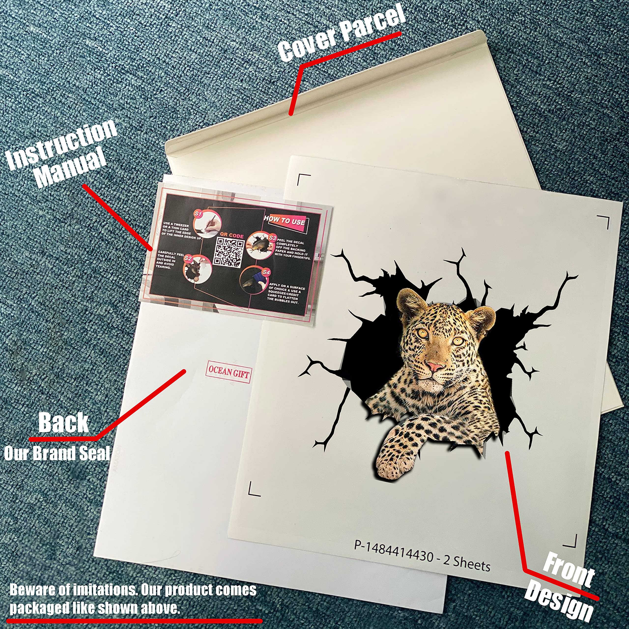 Realistic Leopard Car & Wall Decals Stickers - 12