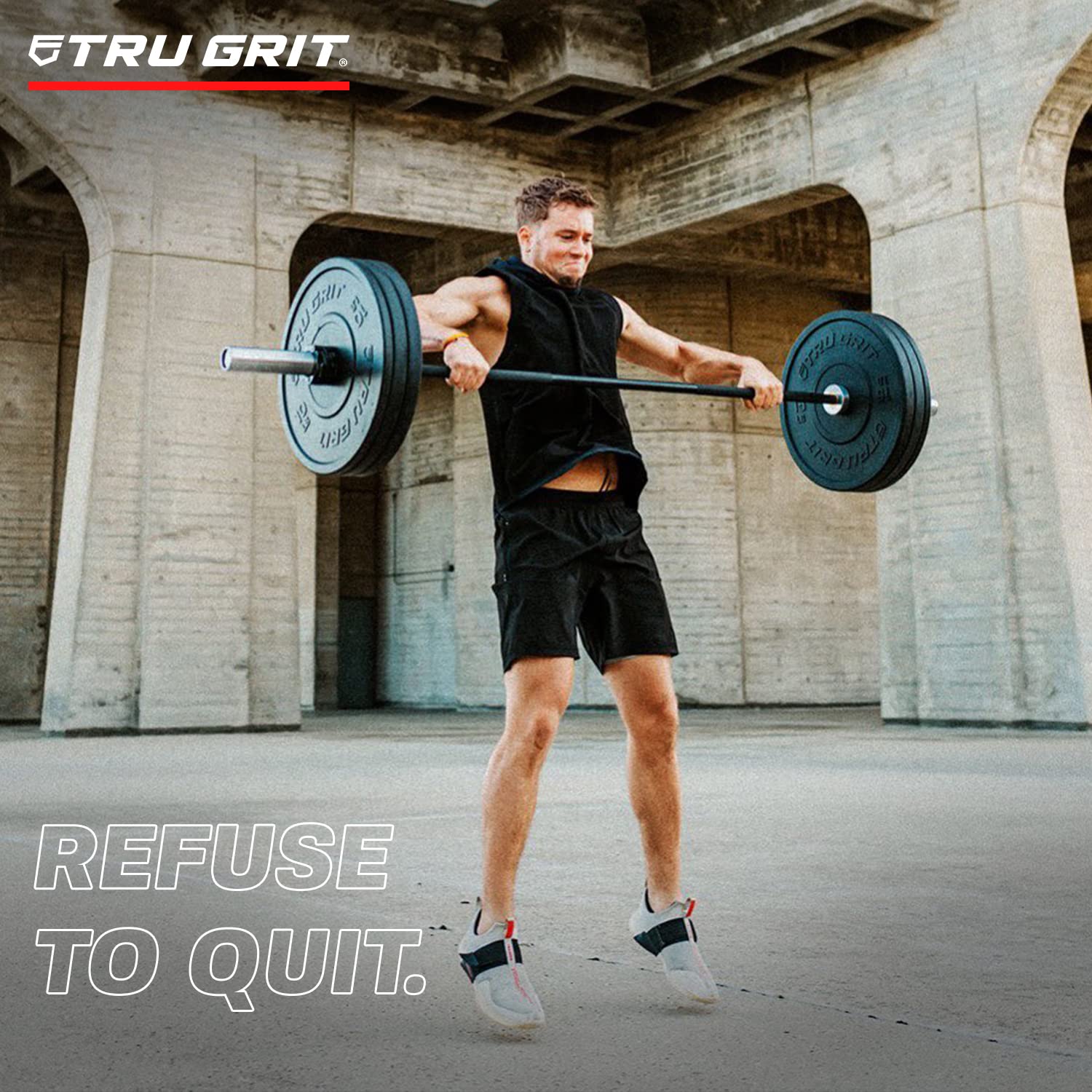 Tru Grit Fitness Elite Bumper Plates - Premium Solid Virgin Rubber Olympic Weight Plates with 2