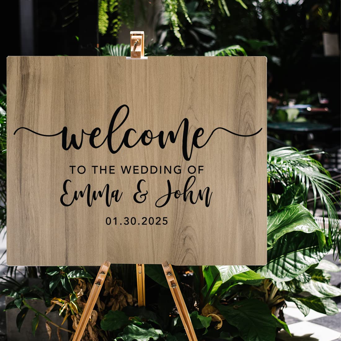Personalized Large Wooden Welcome Sign for Wedding - 16
