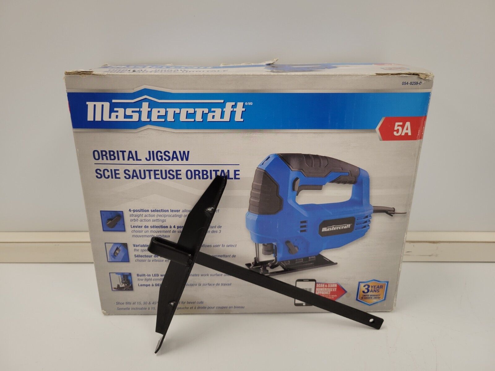 Mastercraft 054-8259-0 Orbital Jigsaw - Powerful Electric Saw for Woodworking, Metal Cutting & DIY Projects - Perfect for Home Improvement & Crafting
