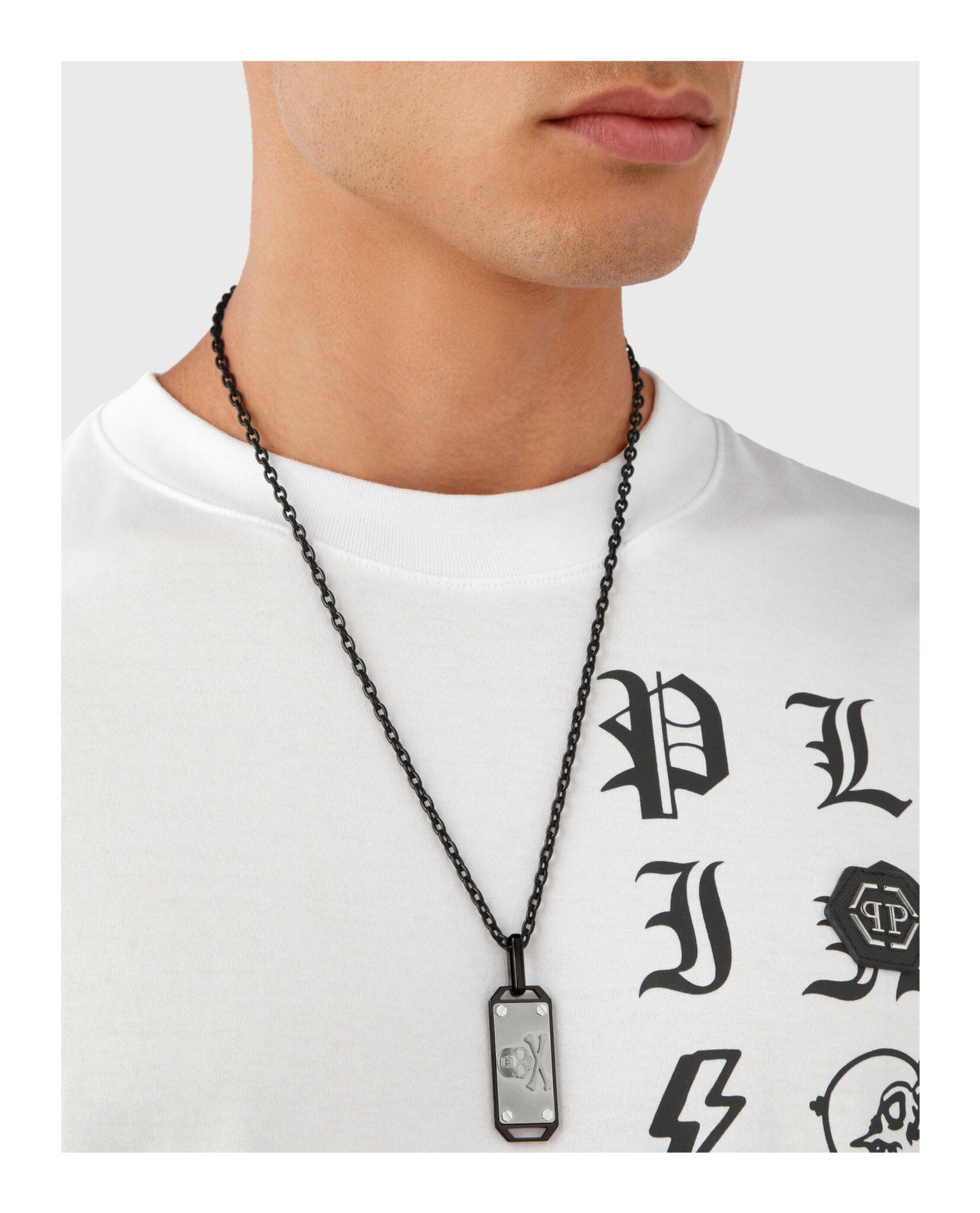 Skull Bones Cable Chain Necklace for Men & Women - Gothic Punk Jewelry for Halloween, Costume Parties & Edgy Fashion