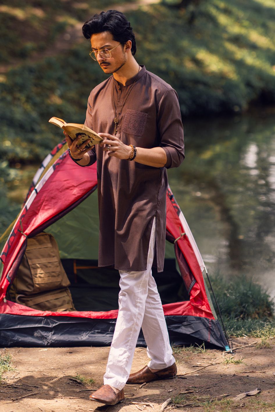 Stylish Blended Brown Kurta for Men & Women | Comfortable Cotton Ethnic Wear | Perfect for Festivals, Weddings & Casual Outings