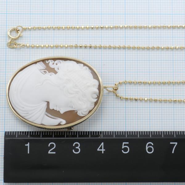 14K Yellow Gold Shell Cameo Necklace & Brooch - Vintage Elegant Jewelry for Women, Perfect for Weddings, Parties & Special Occasions