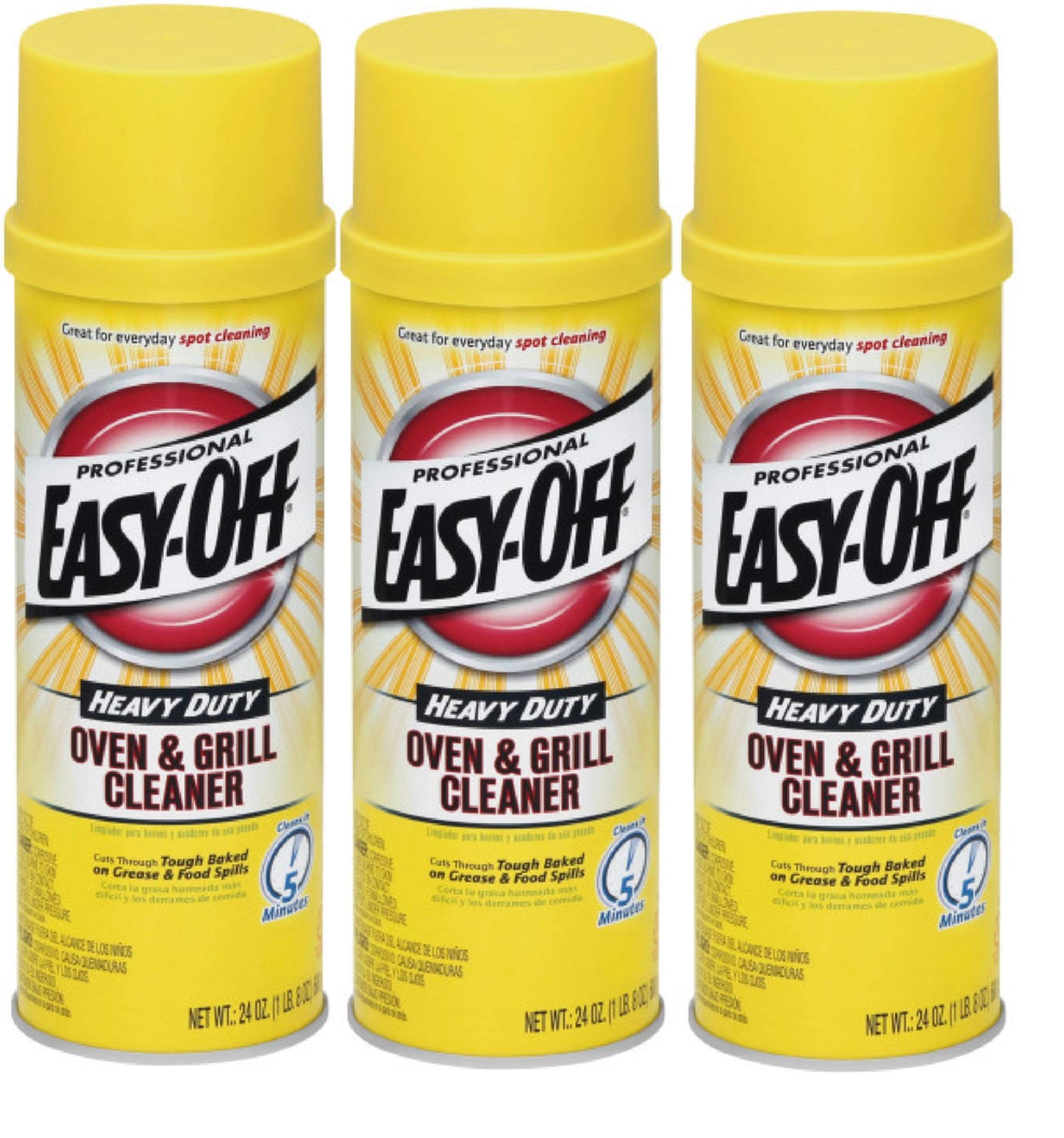 Easy-Off Professional Oven & Grill Cleaner 24 oz (Pack of 3) - Heavy Duty Degreaser for Stubborn Grease & Baked-On Food - Perfect for Ovens, Grills, Racks & Kitchen Appliances